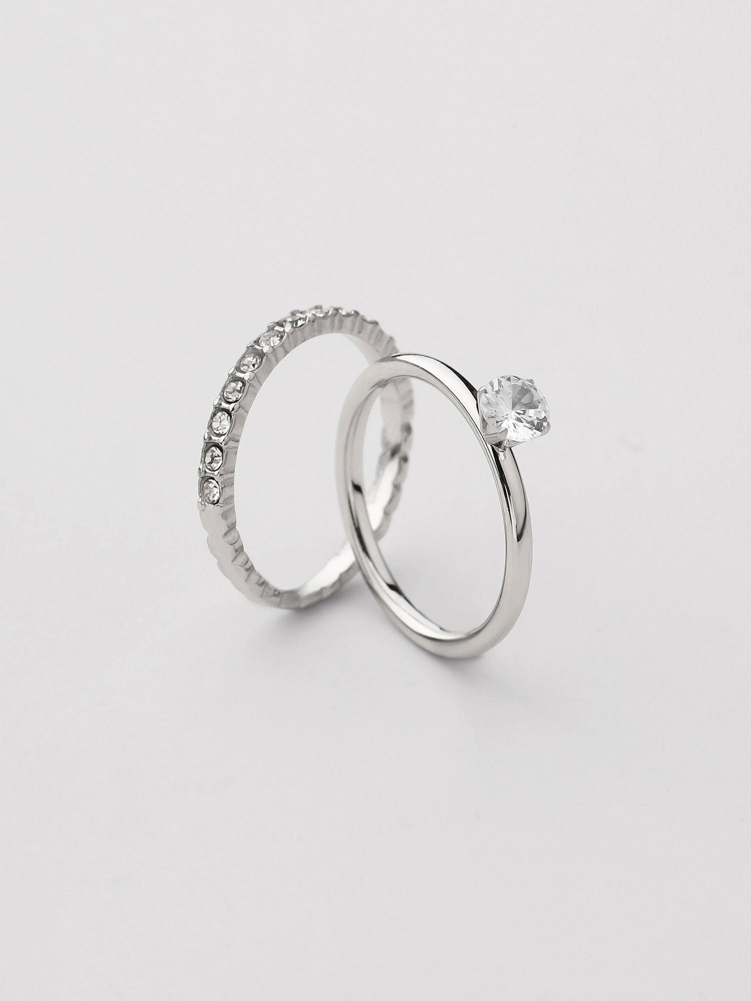 Set anillos Nexa zirconia plateado