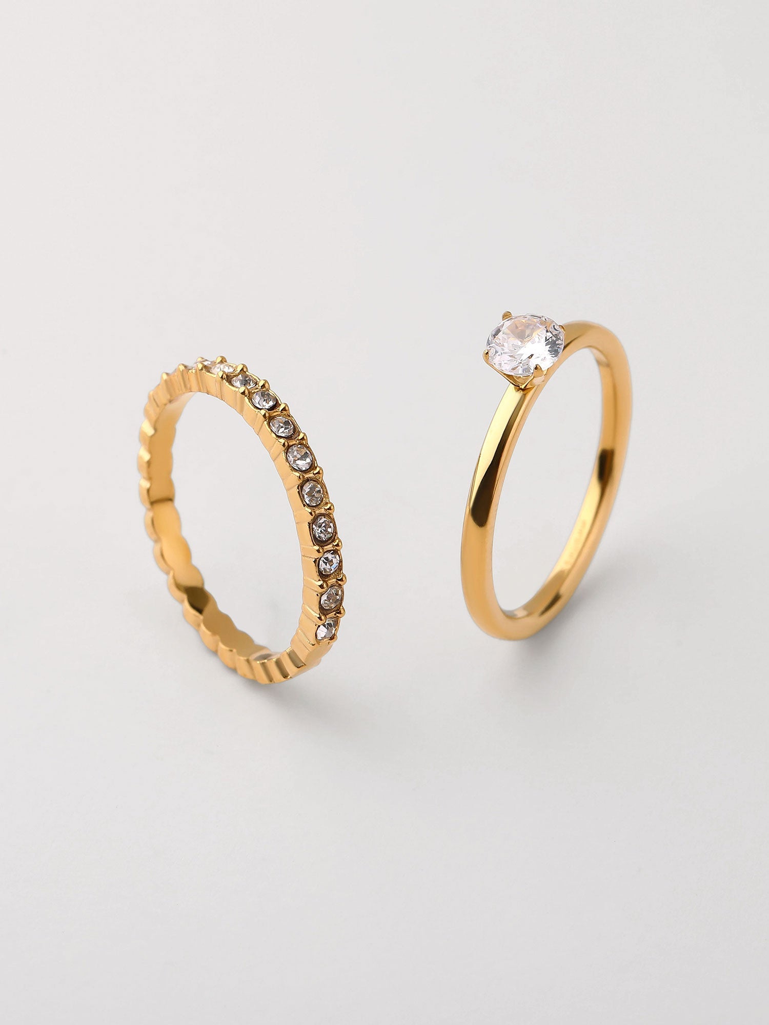 Set anillos Nexa zirconia dorado