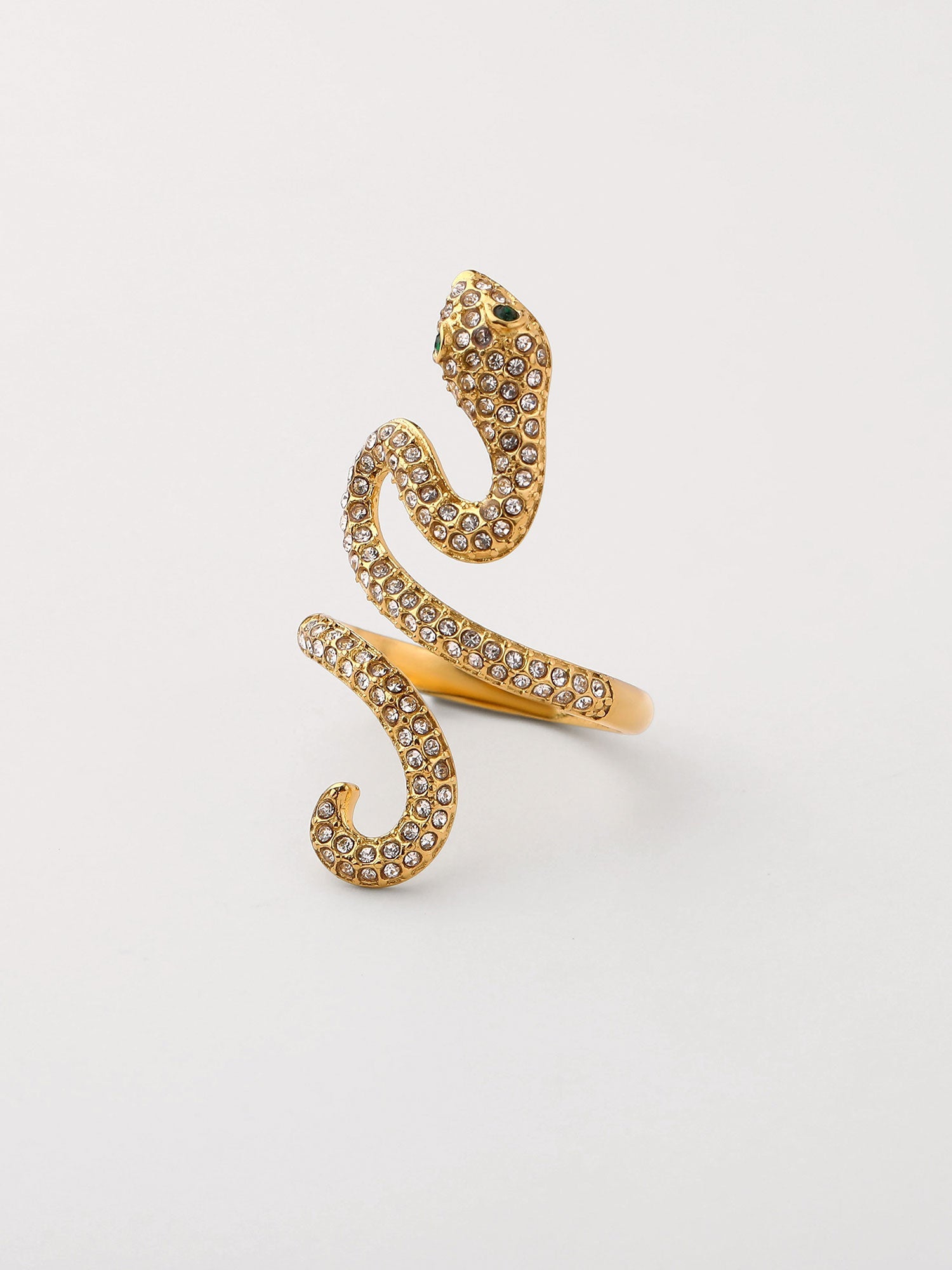Anillo serpiente con zirconias Dorado