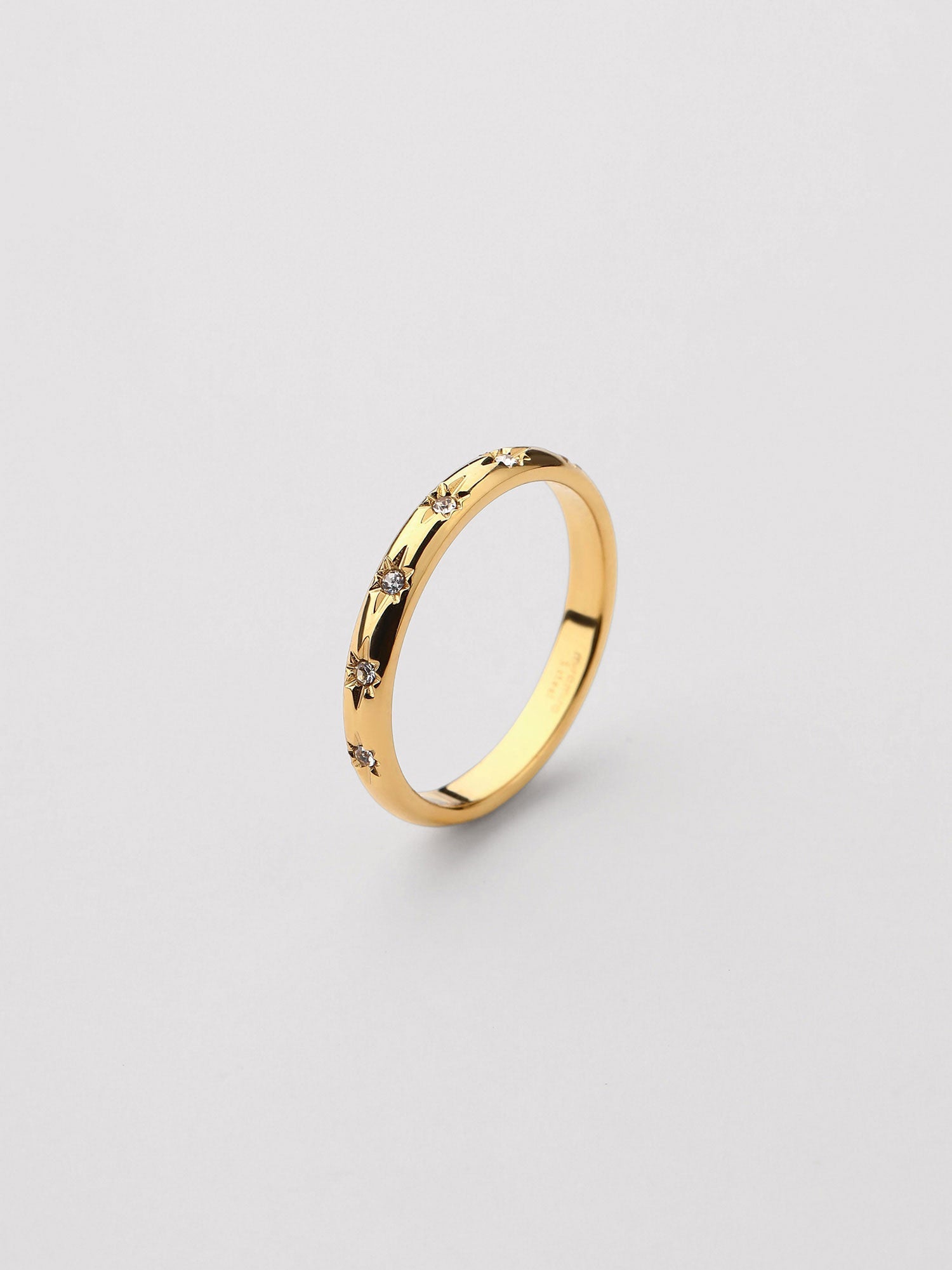 Anillo Cyra Zirconia Blanca Dorado