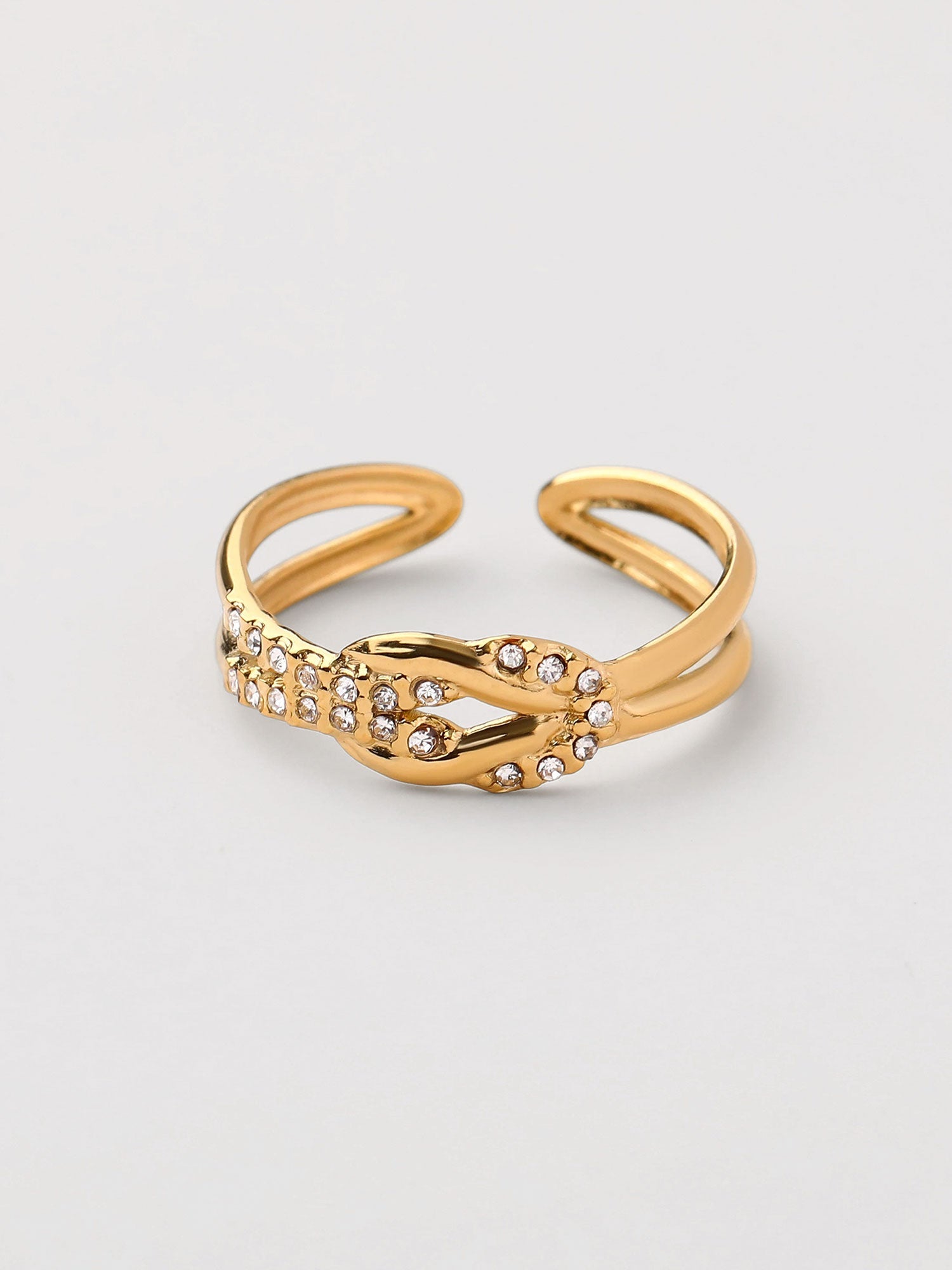 Anillo nudo zirconias Dorado