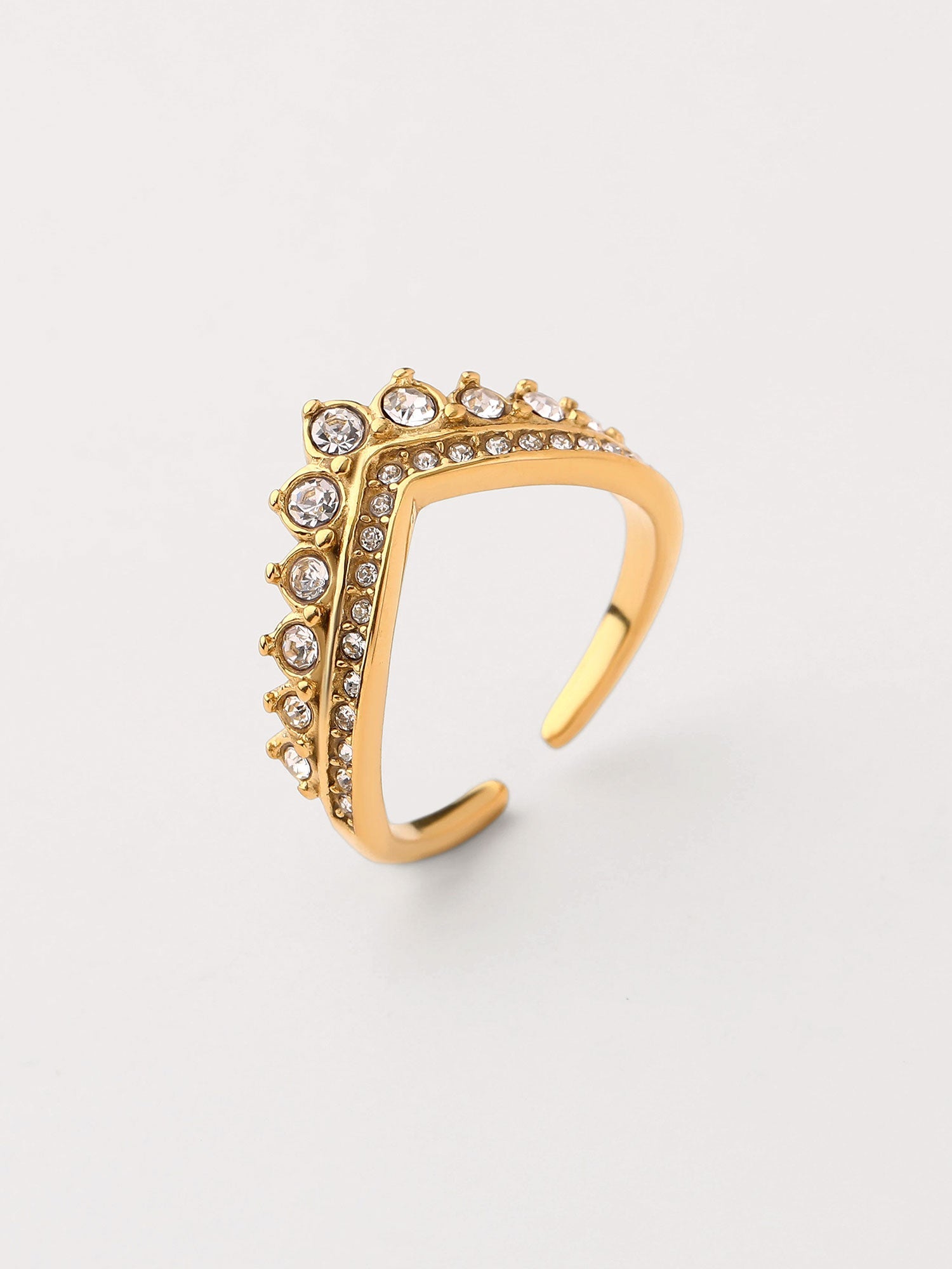 Anillo abierto zirconias Dorado grueso
