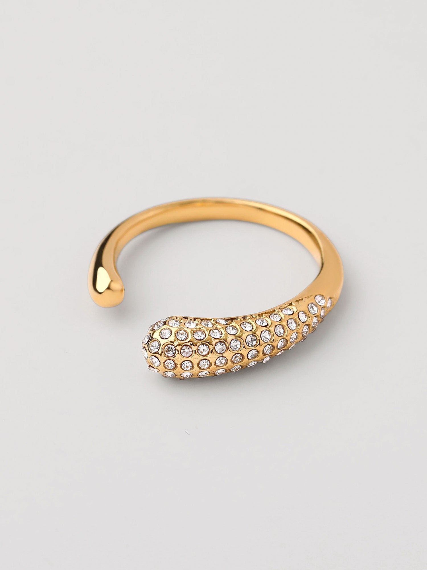 Anillo abierto con zirconias Dorado Ajustable
