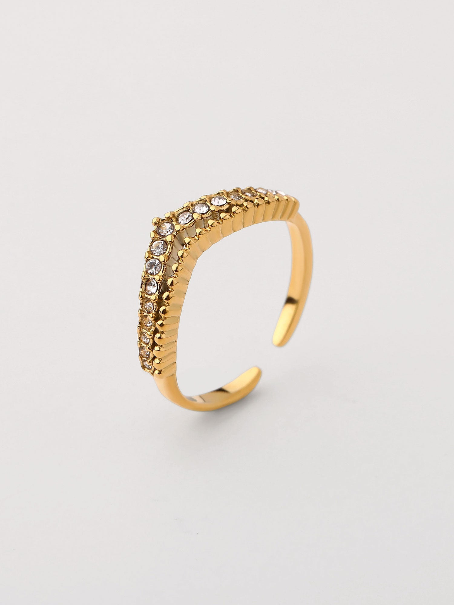 Anillo abierto zirconias Dorado fino