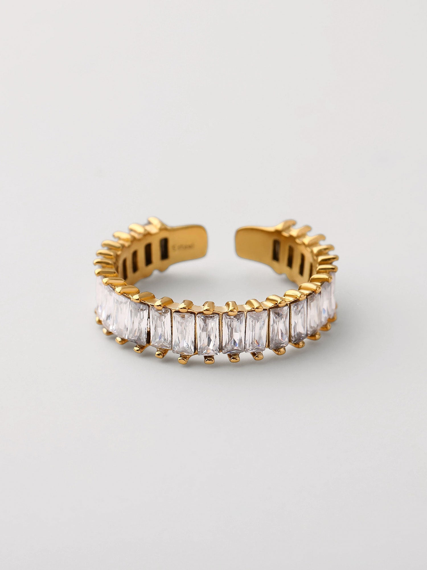 Anillo zirconias abierto Dorado