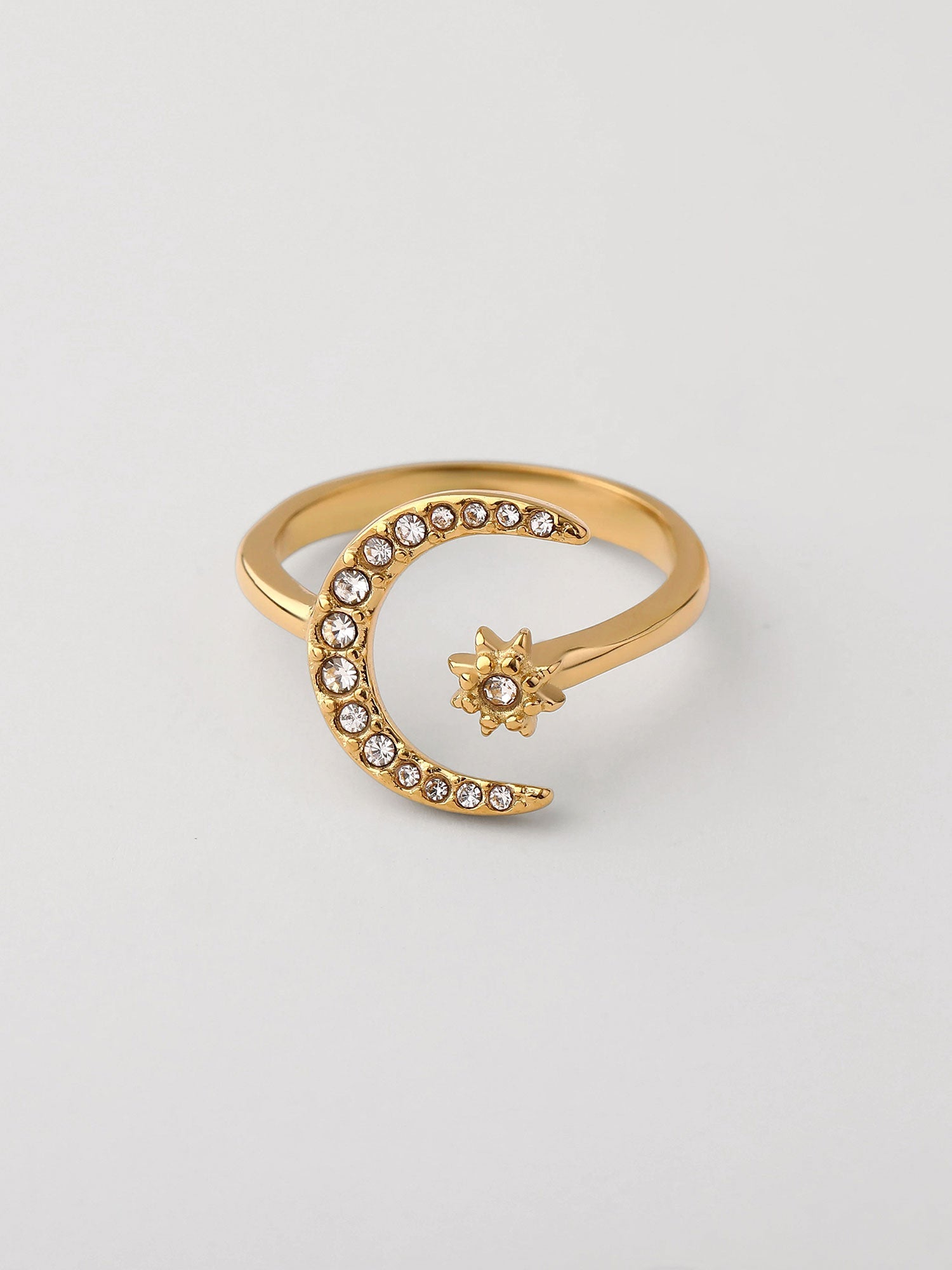 Anillo luna brillante con zirconia Dorado