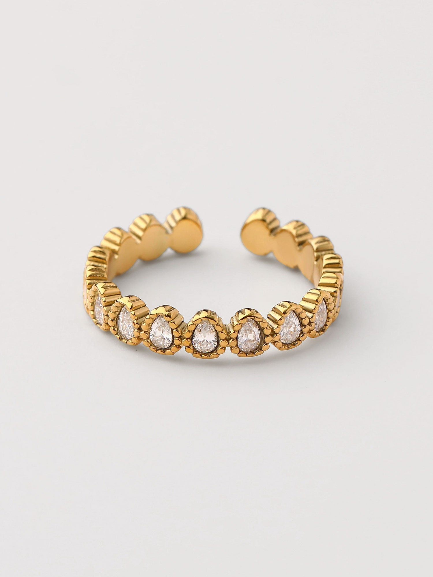 Anillo ajustable Sola zirconias blancas dorado
