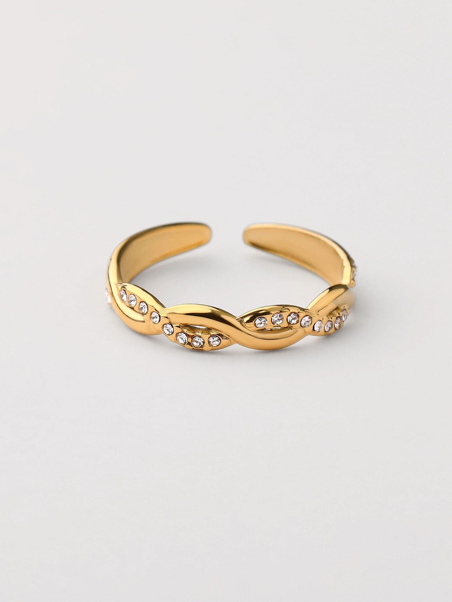 Anillo abierto con zirconias Dorado