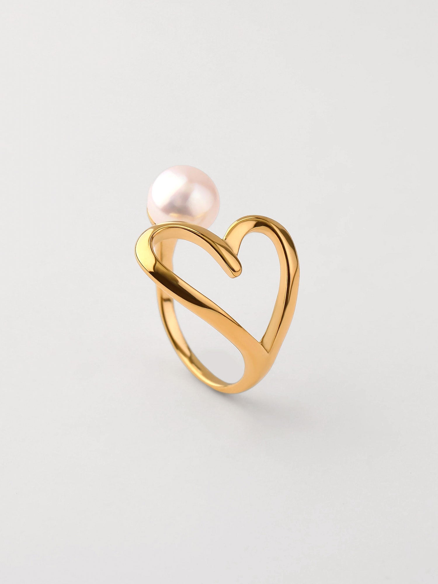 Anillo corazón y perla Dorado