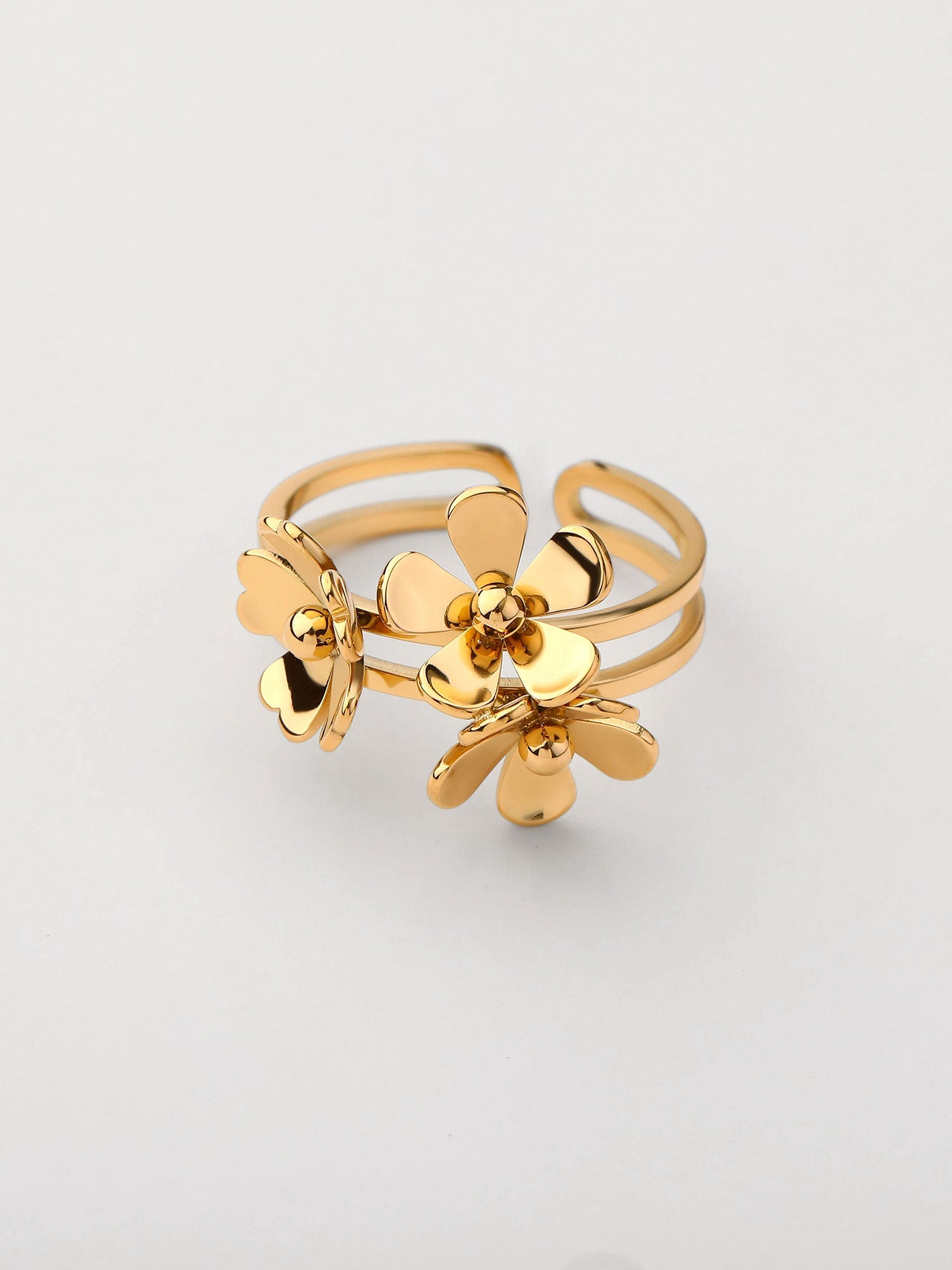 Anillo abierto forma flores Dorado