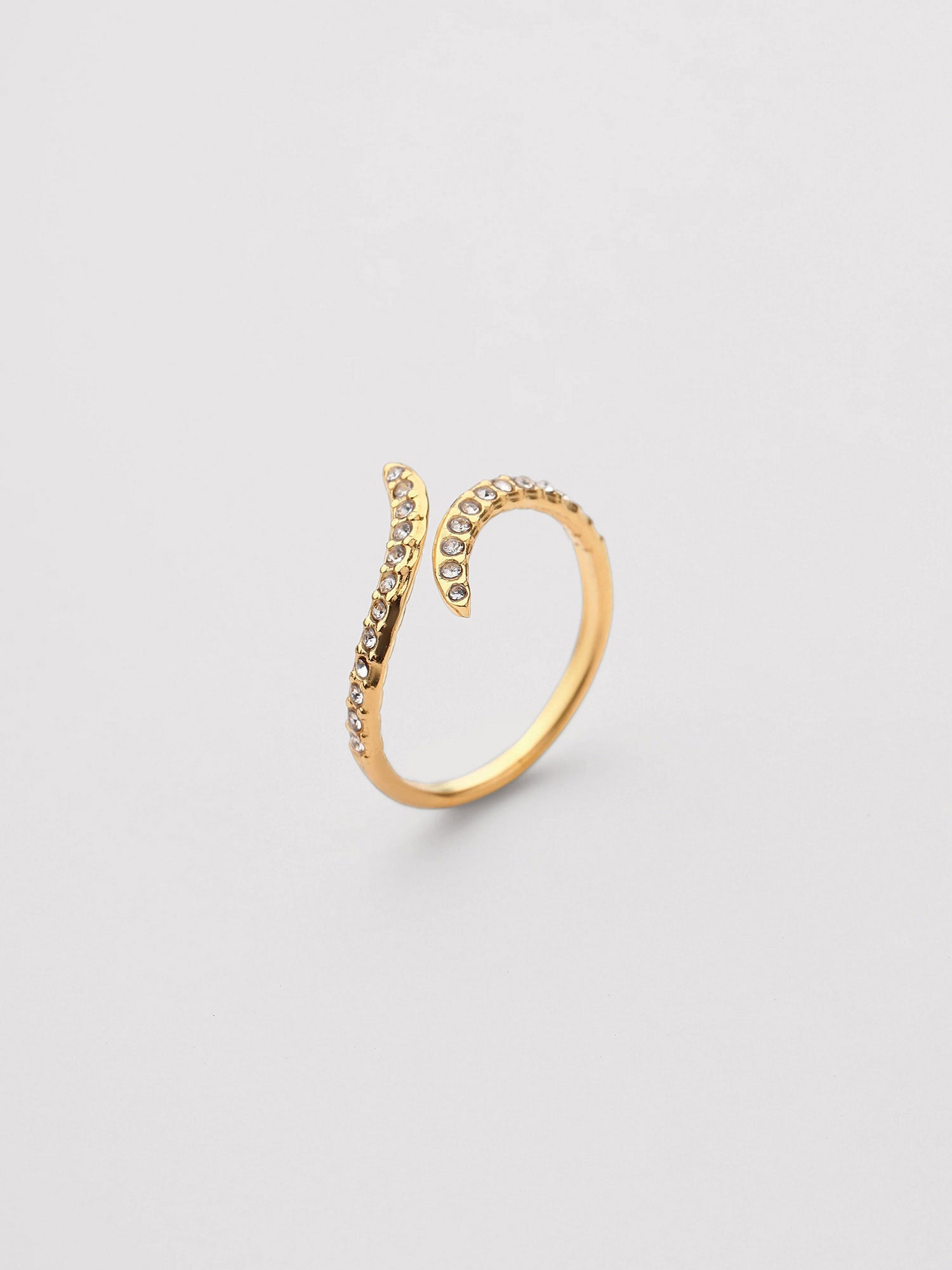 Anillo Elina Ajustable Zirconia Blanca Dorado Minimal