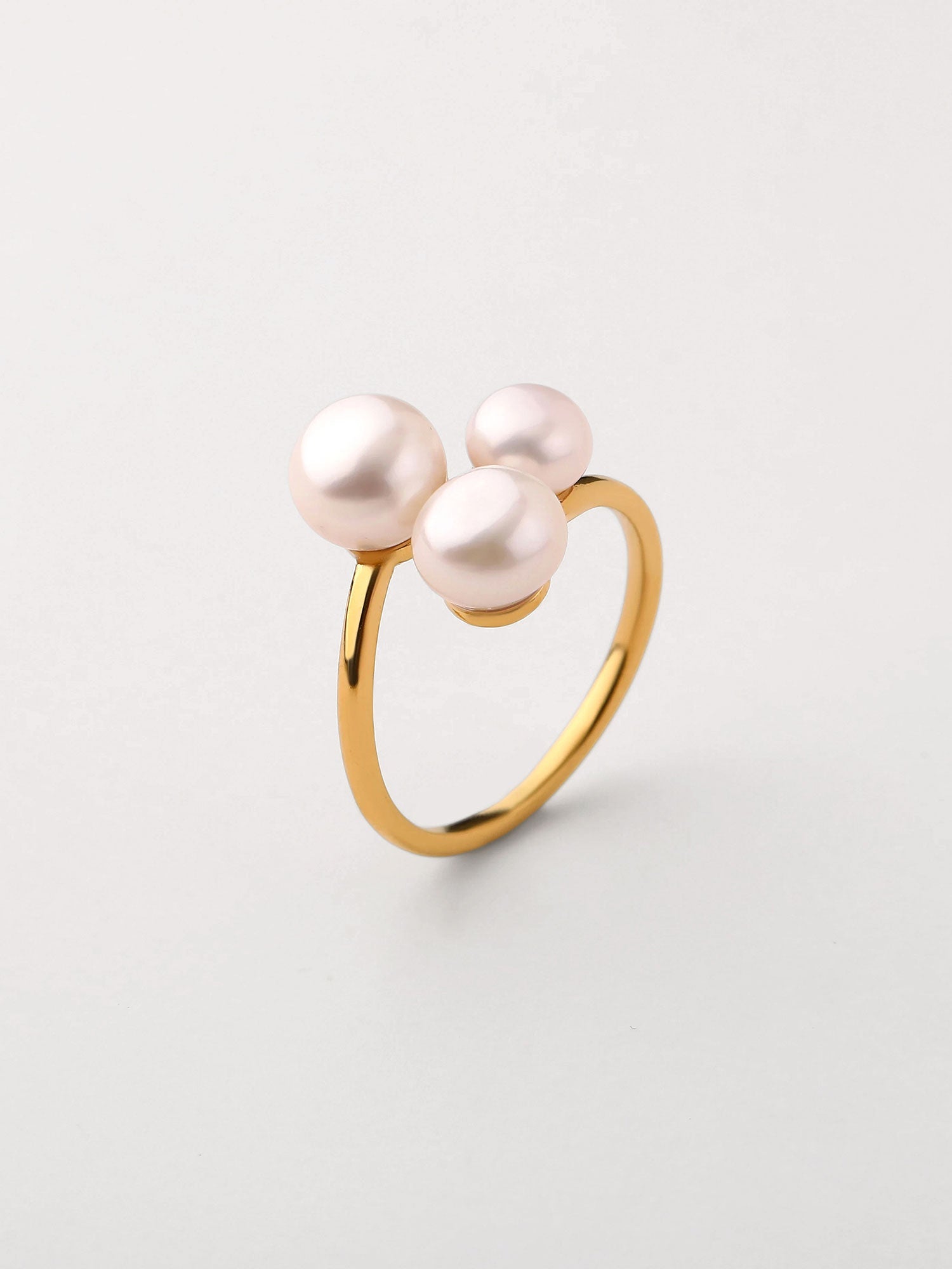 Anillo fino abierto con perlas Dorado