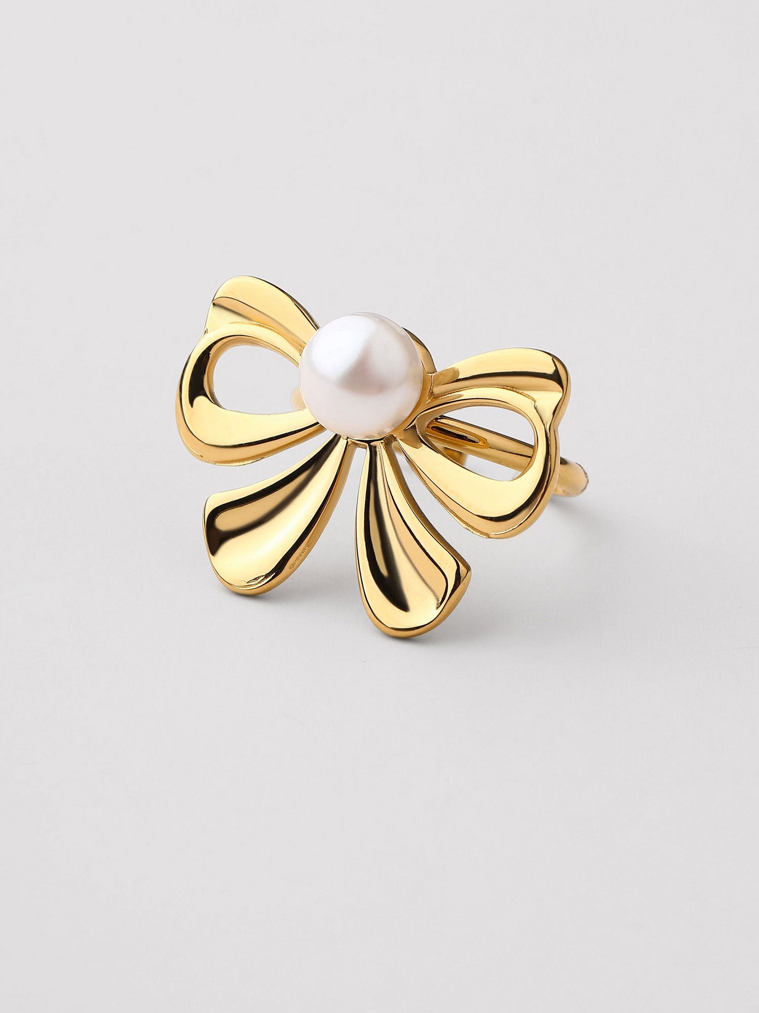Anillo Ajustable Orlena Perla Dorado Elegante