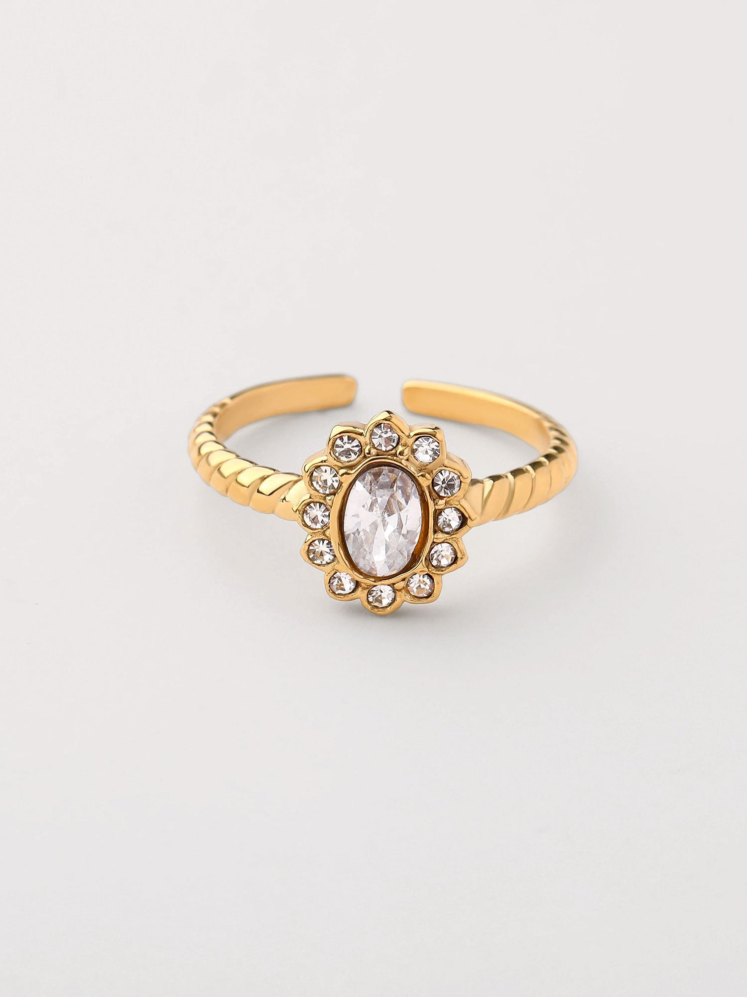 Anillo zirconias Dorado ajustable