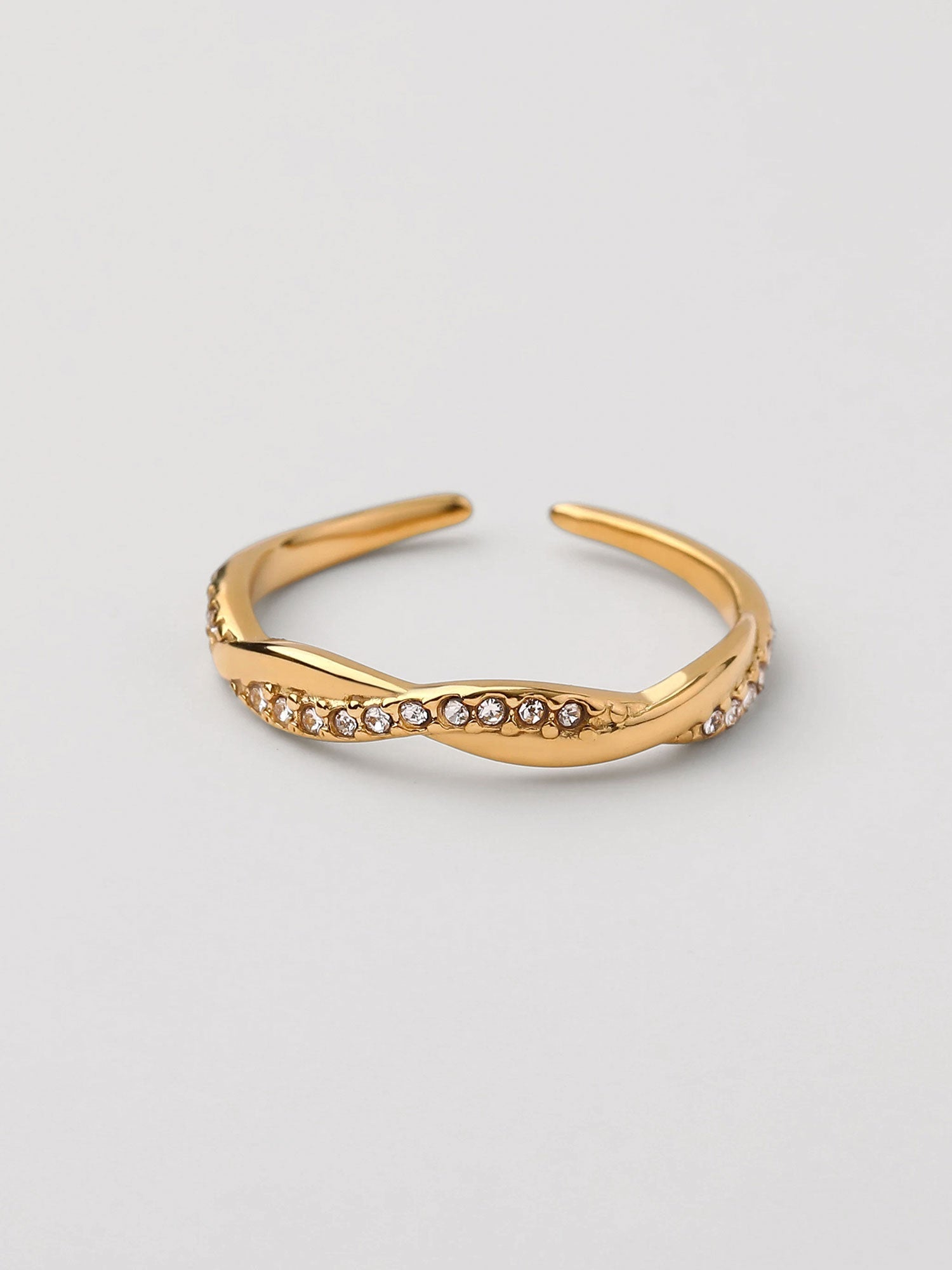 Anillo abierto zirconias brillo Dorado