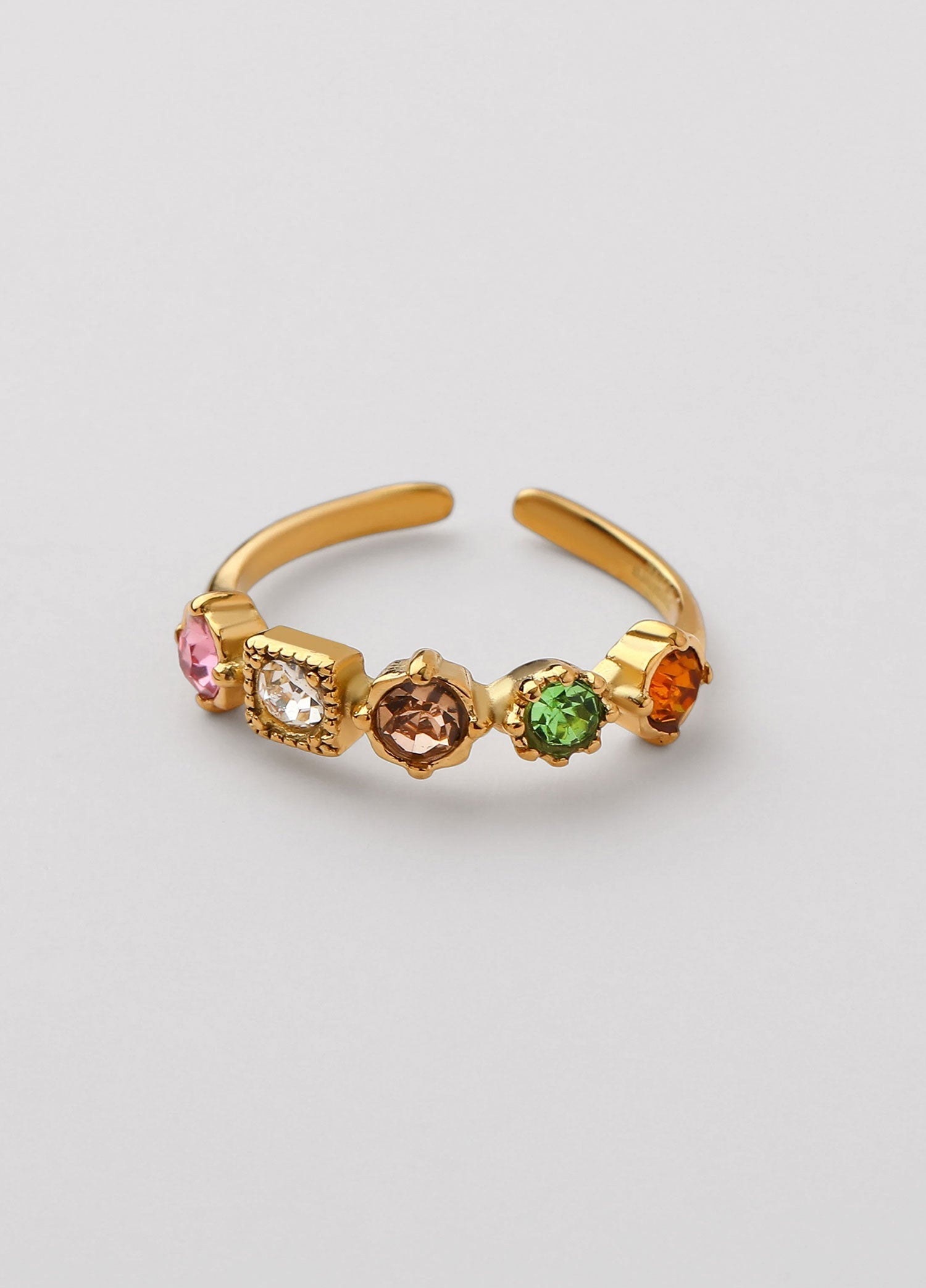 Anillo zirconia multicolor mini Dorado