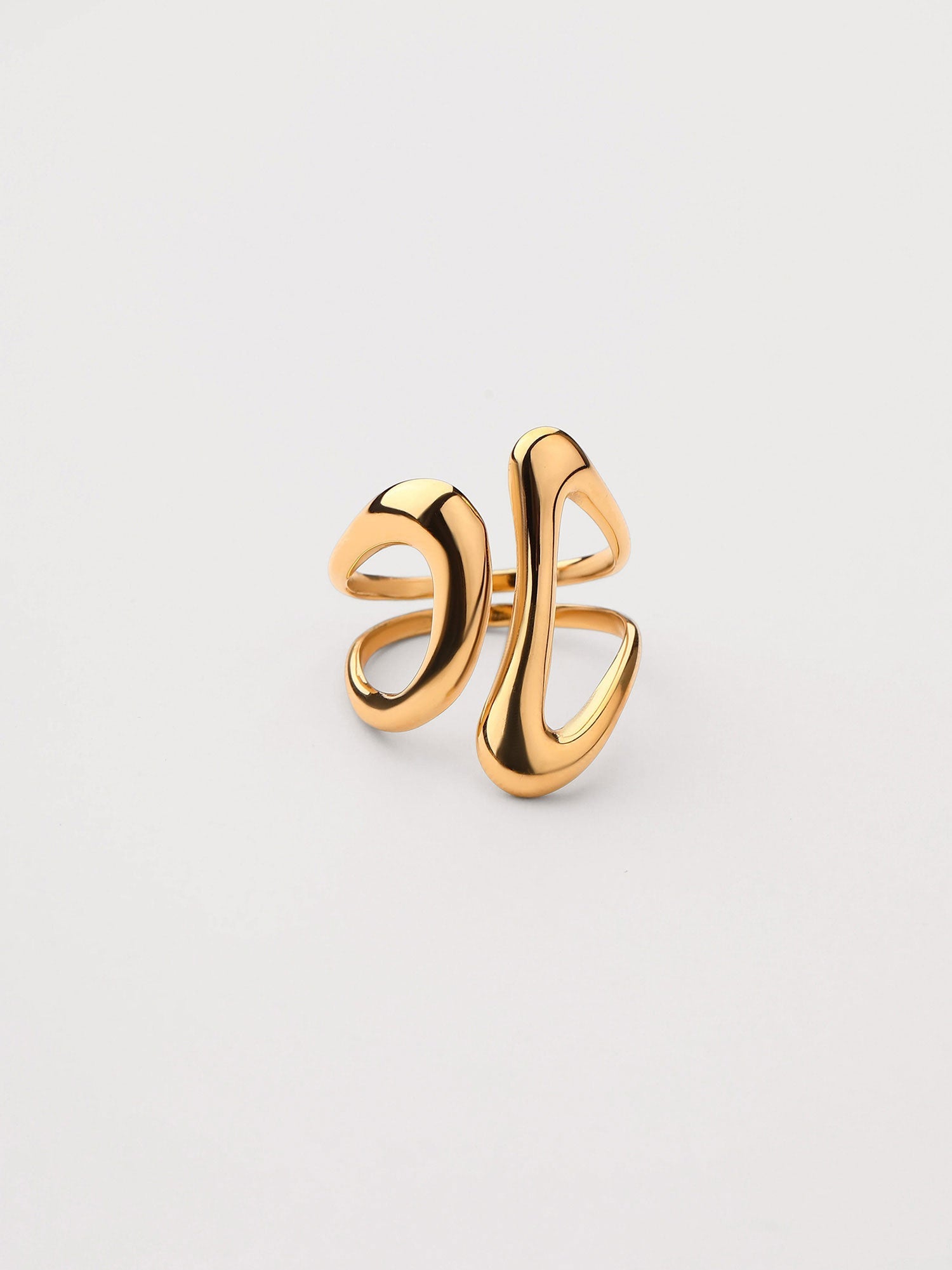 Anillo Aster Ajustable Zirconia Dorado