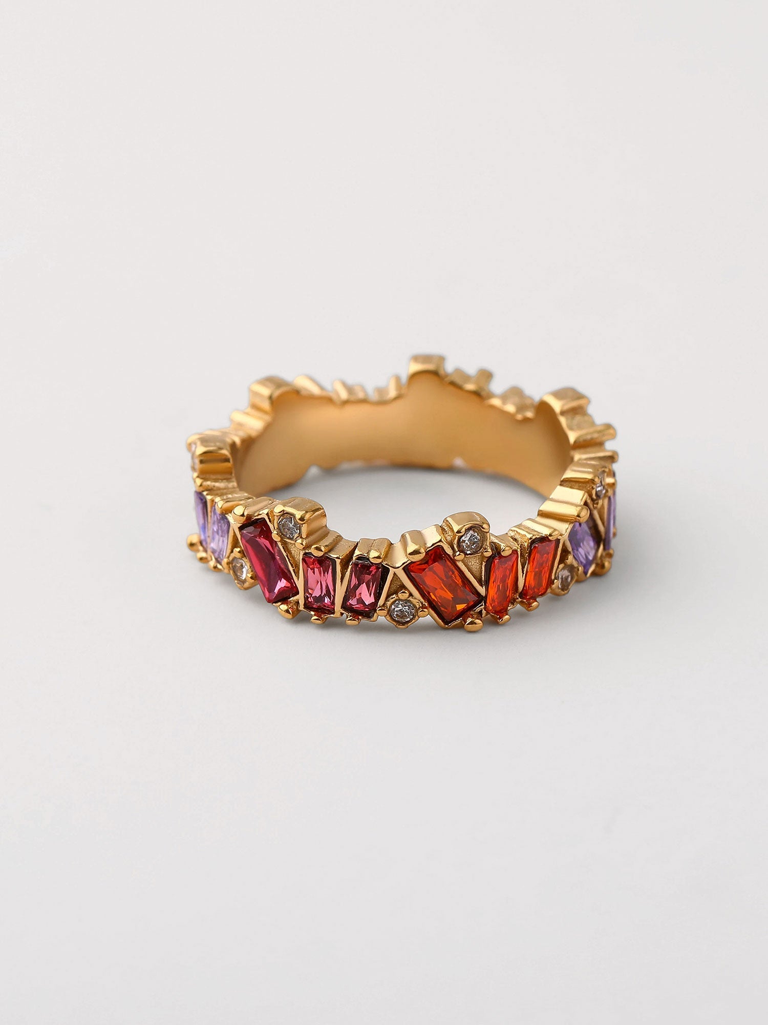Anillo Zena zirconias colores dorado