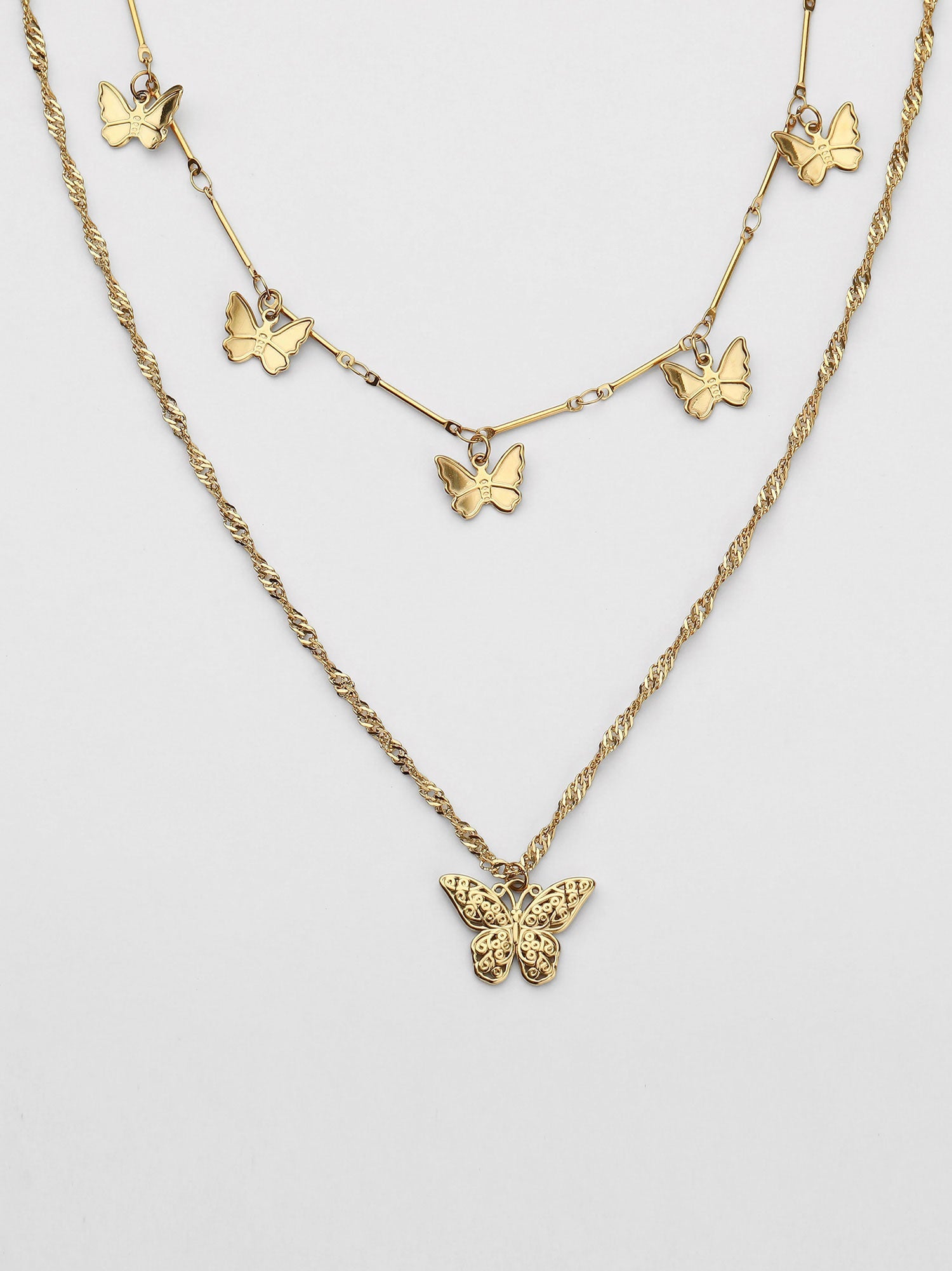 Collar Emora Doble Mariposas Dorado