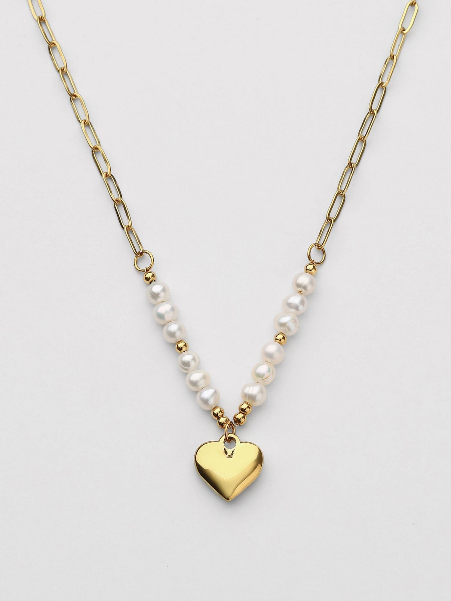 Collar Cerina Corazón Piedras Naturales Dorado