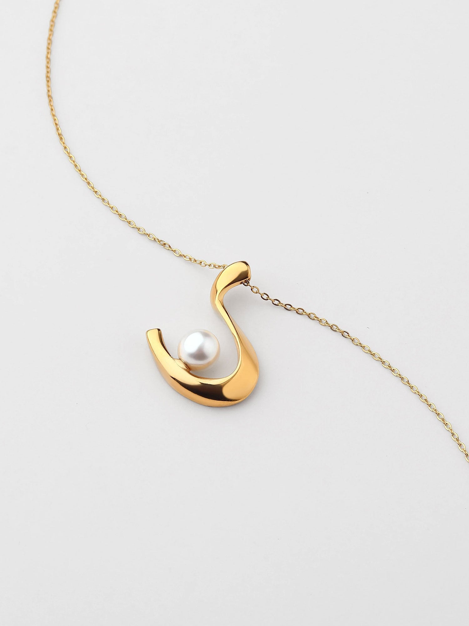 Collar con perla grande Dorado