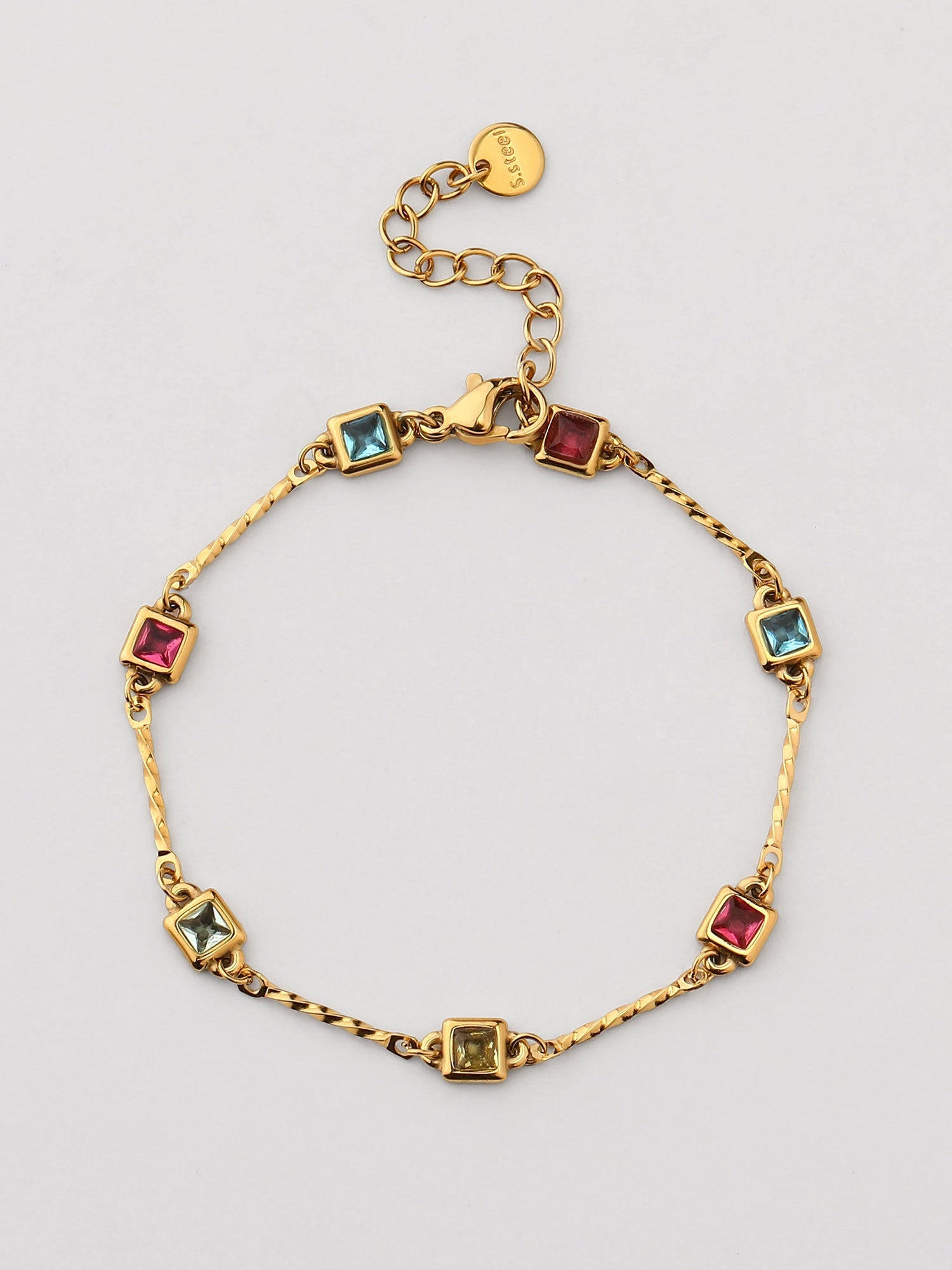 Pulsera zirconias multicolor Dorado