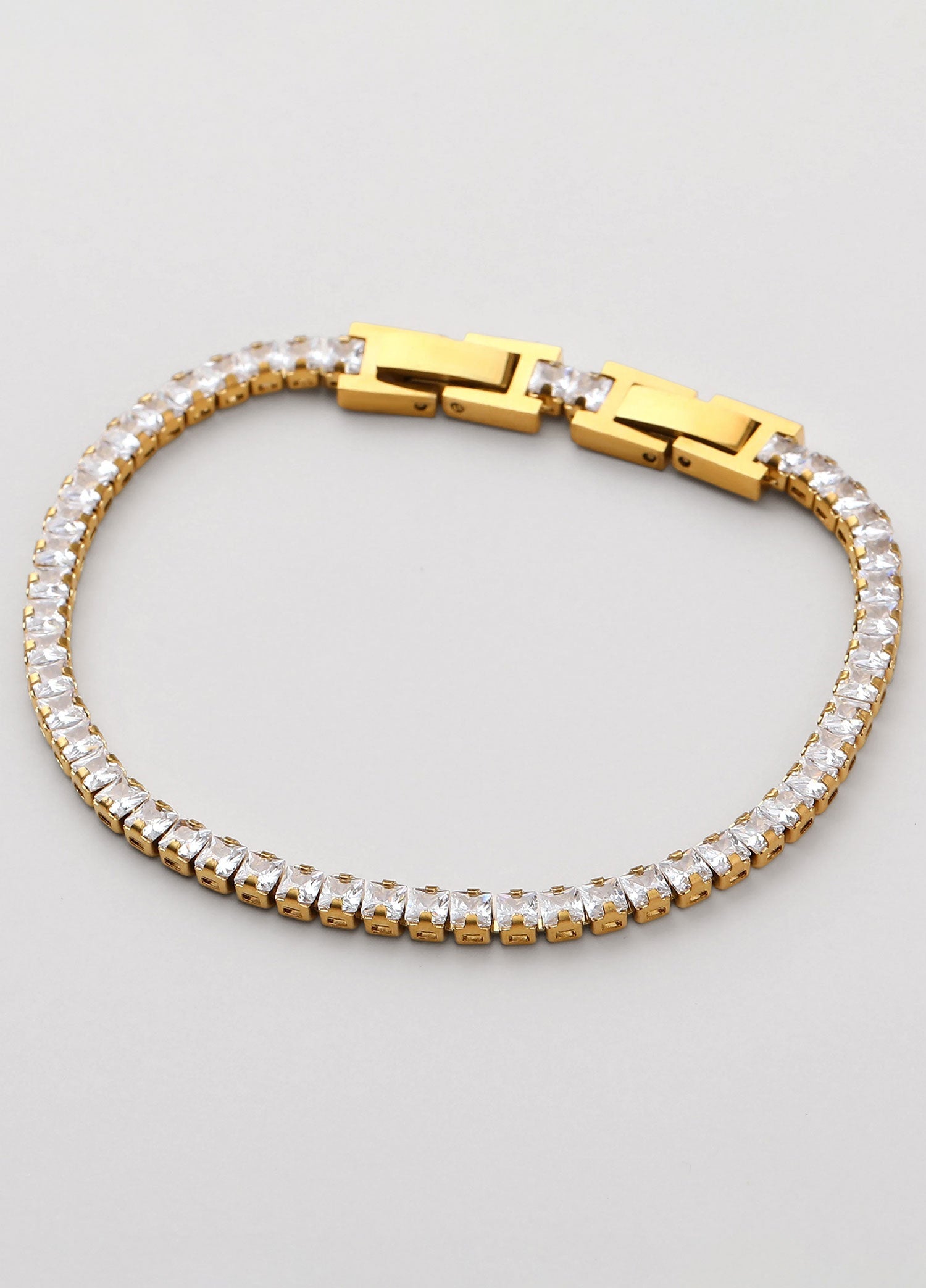 Pulsera de zirconias blanca dorada