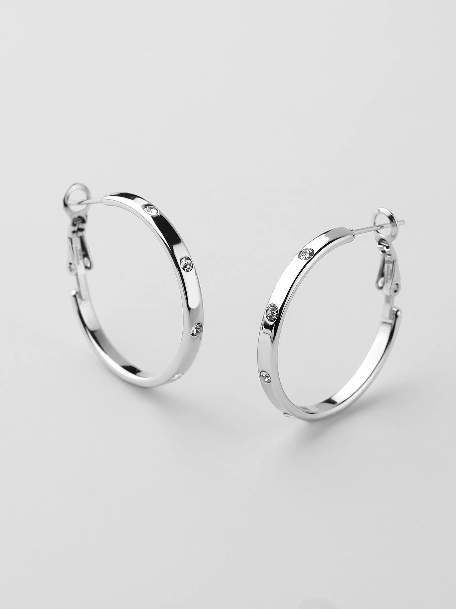 Aros Alba plateados con zirconia blanca
