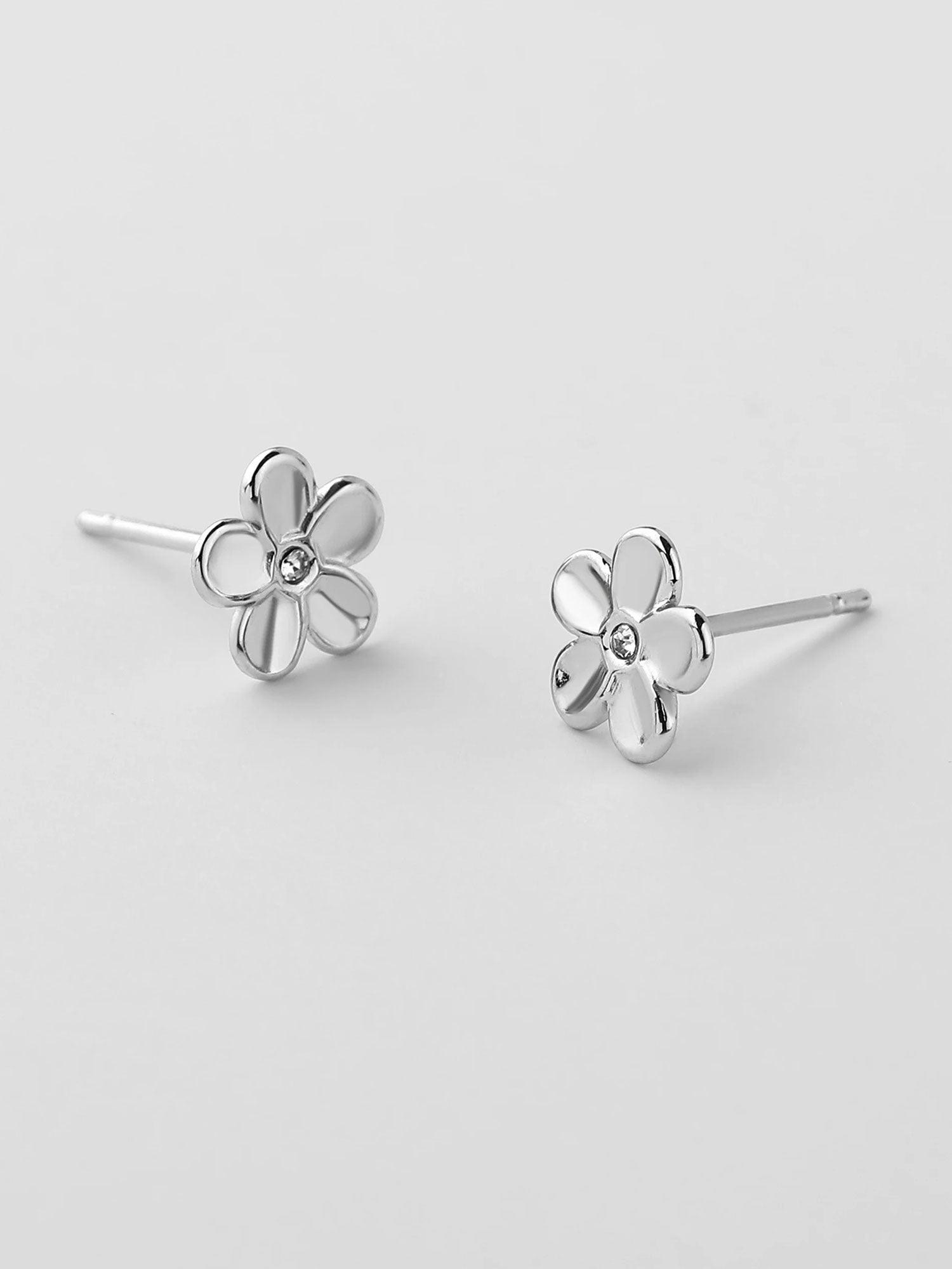 Pendientes forma flor Estia zirconia plateados