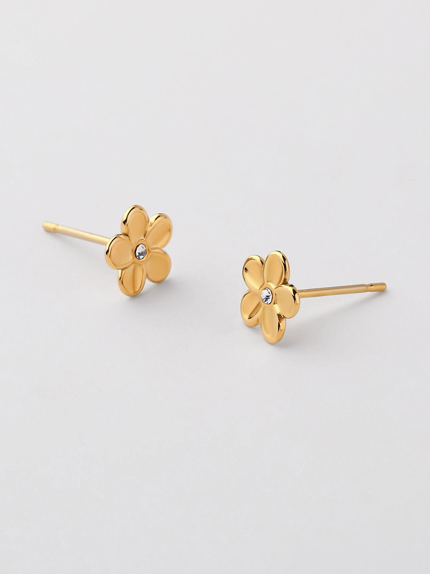 Pendientes forma flor Estia zirconia dorados