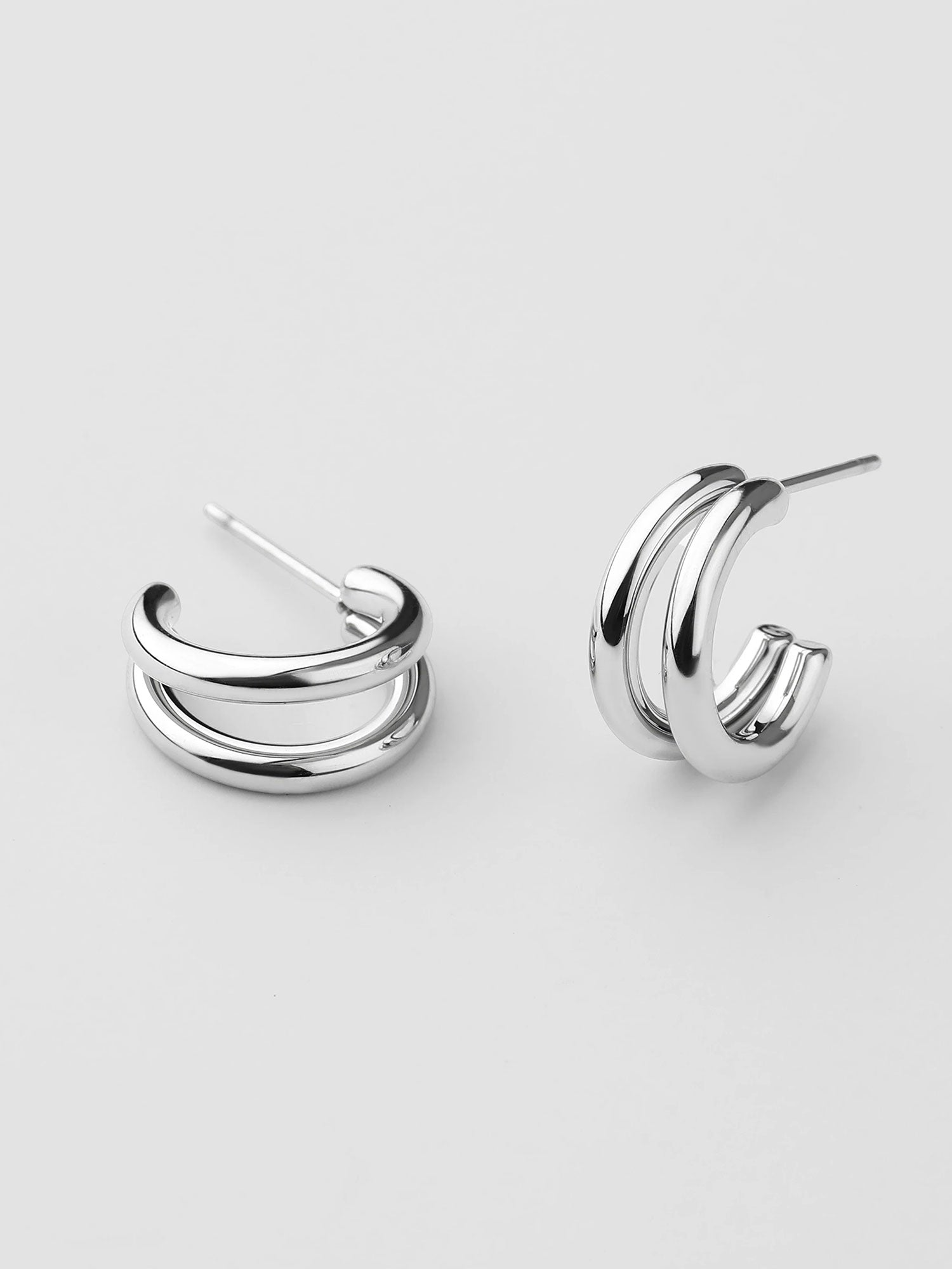 Pendientes doble aro Brisa plateados