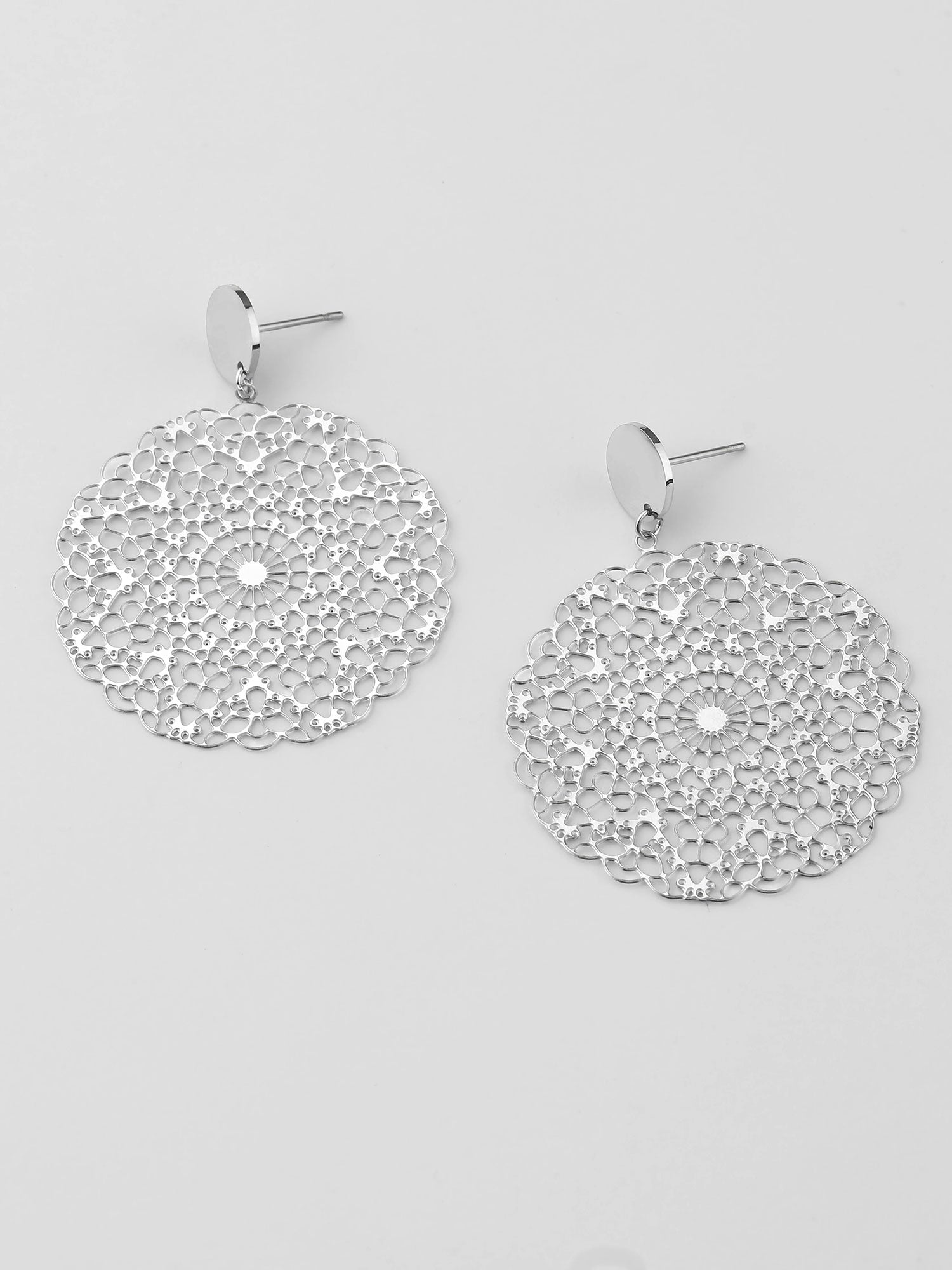 Pendientes Caira grandes círculo plateados