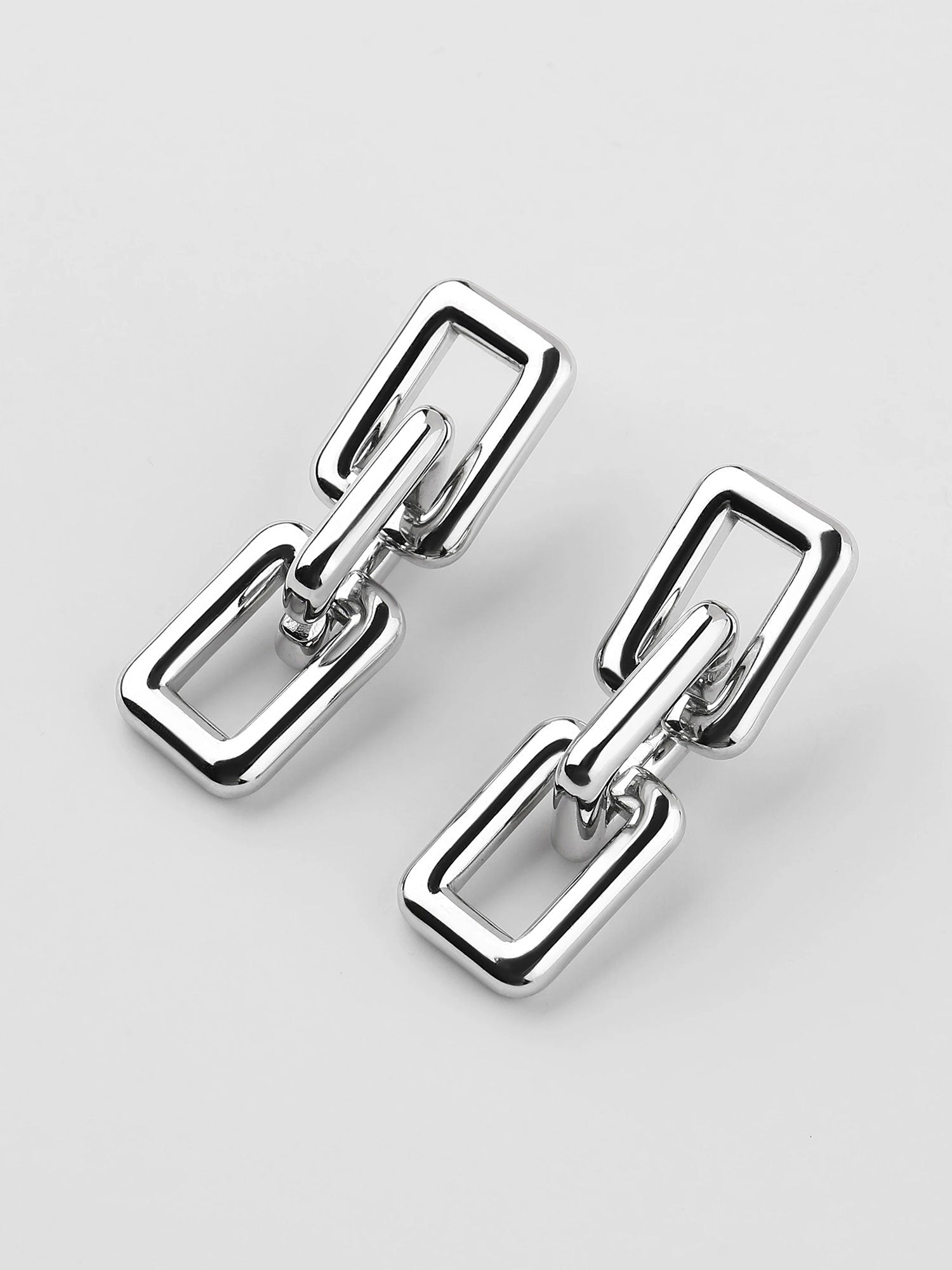 Pendientes colgantes eslabones plateados