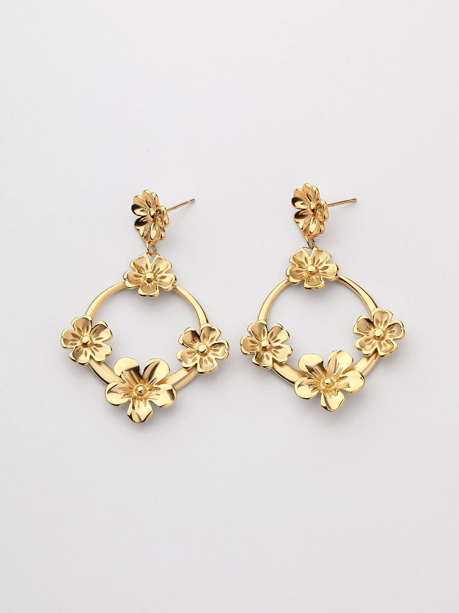 Pendientes Flores Xenia Dorado Colgante