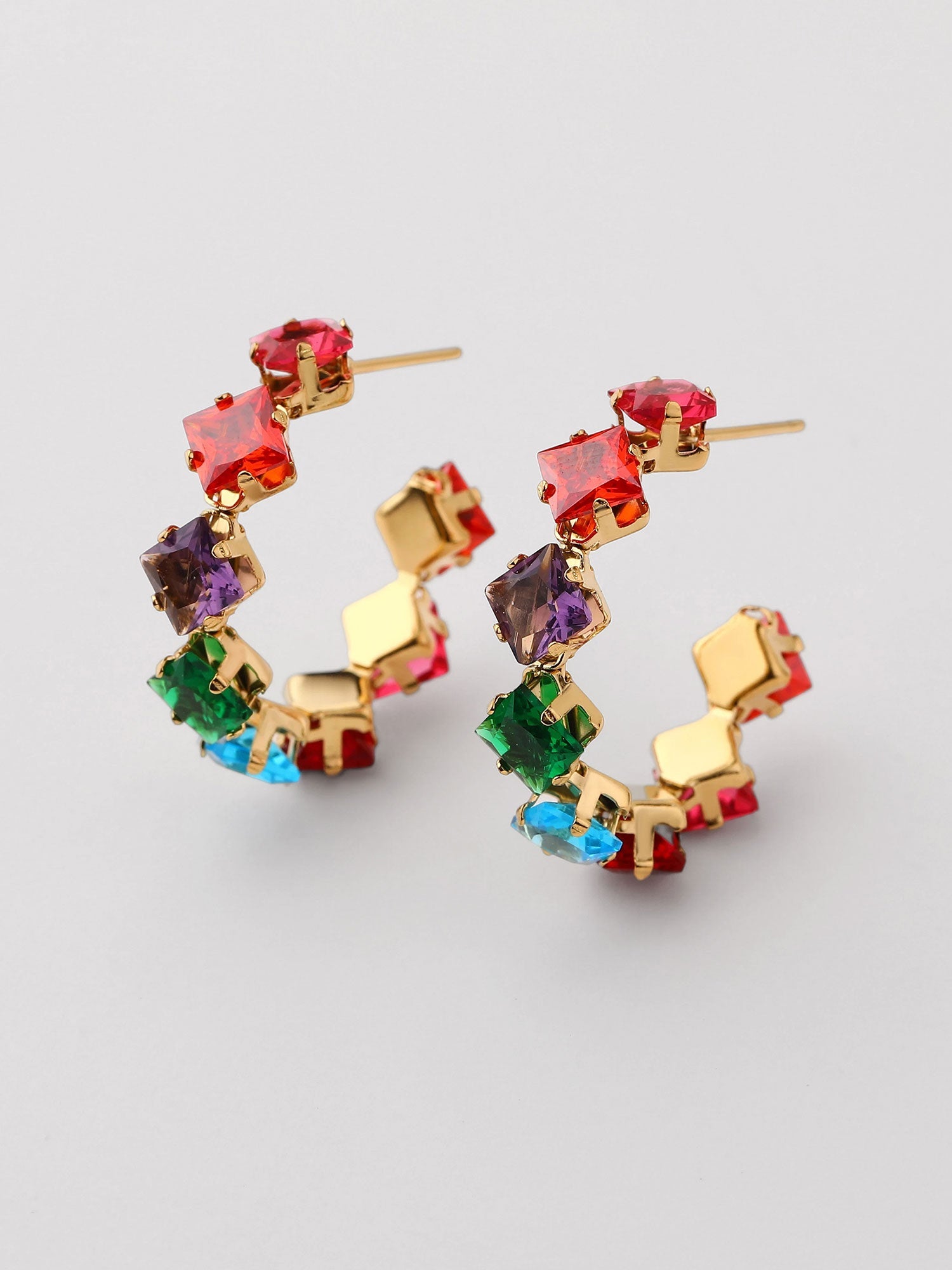 Pendientes aro Isla con zirconias multicolor