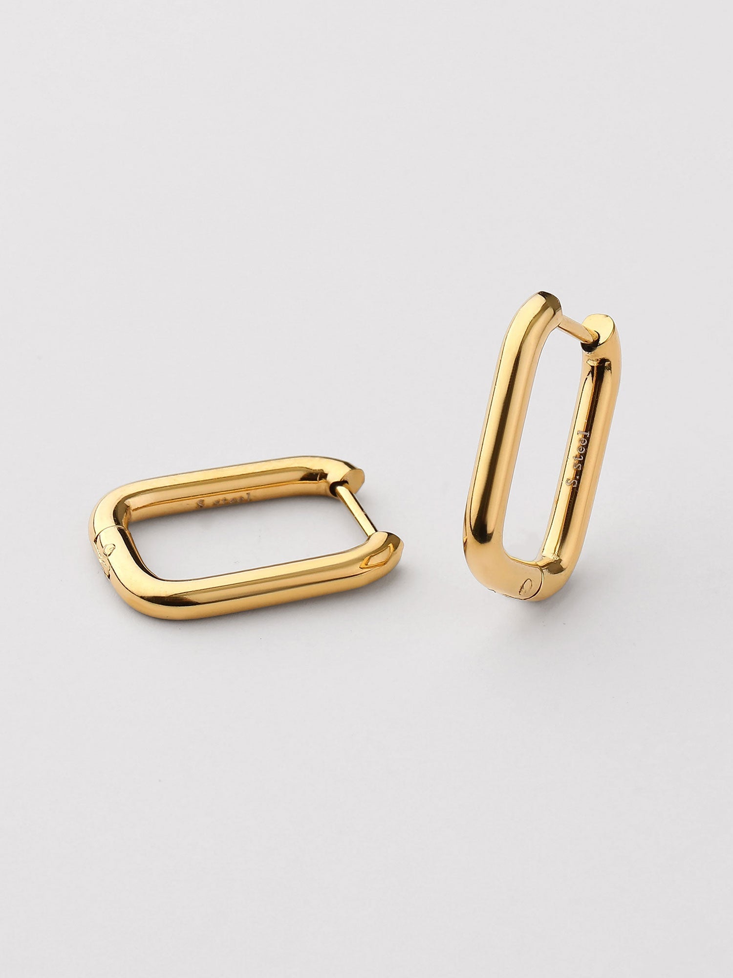 Pendientes aro Chloe rectangulares dorados medianos