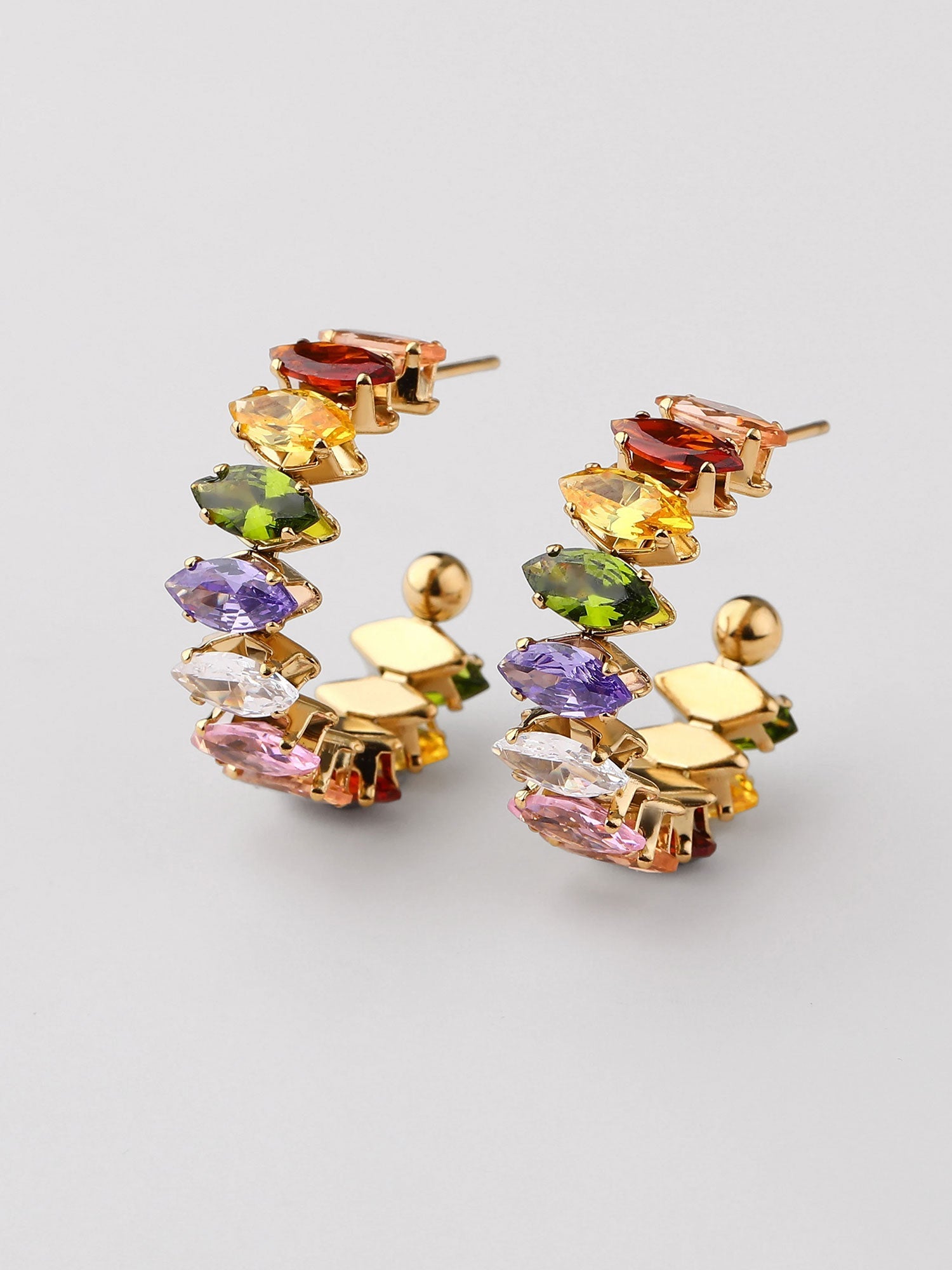Pendientes aro Emme con zirconias multicolor