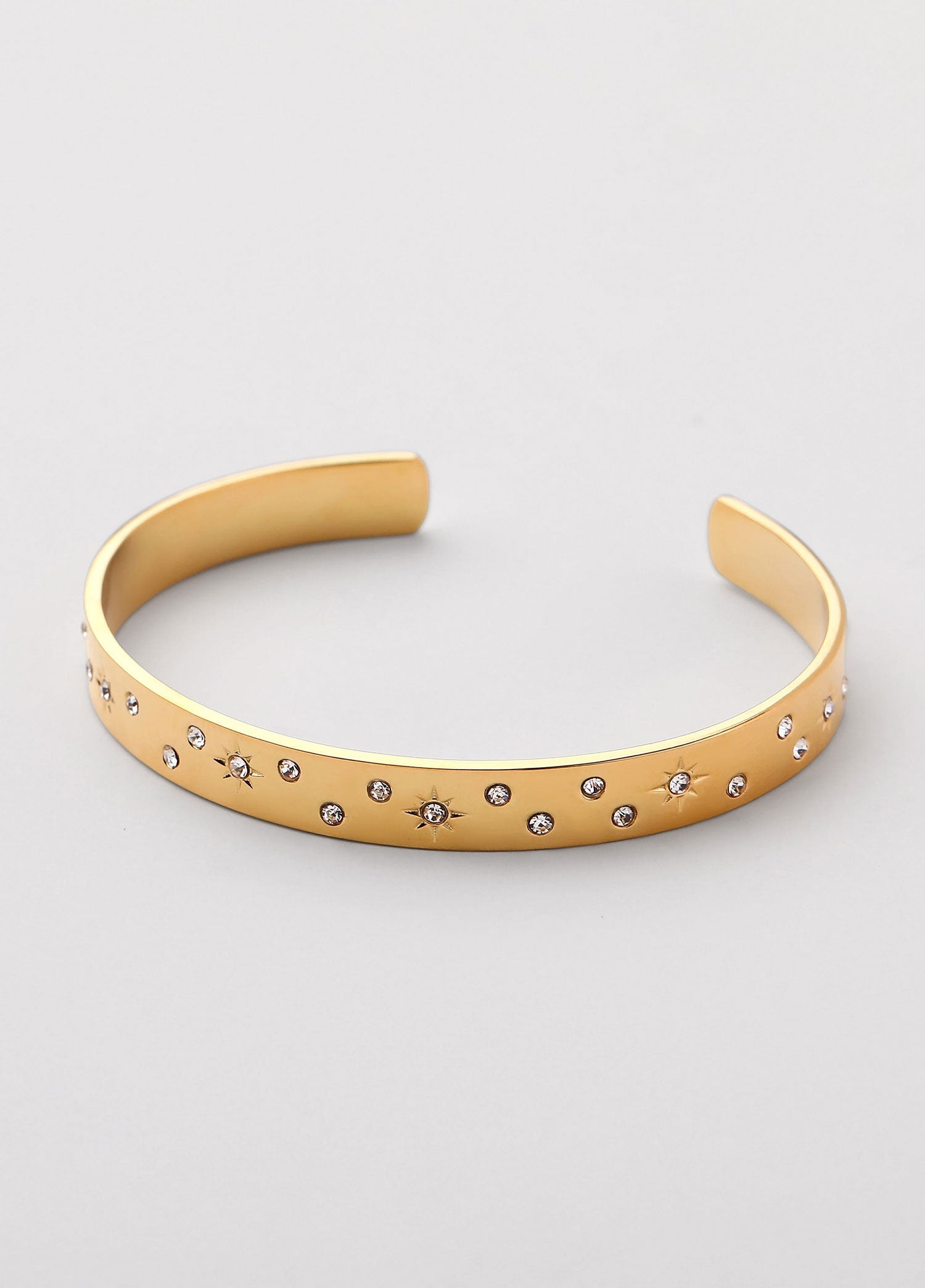 Brazalete zirconias abierto Dorado