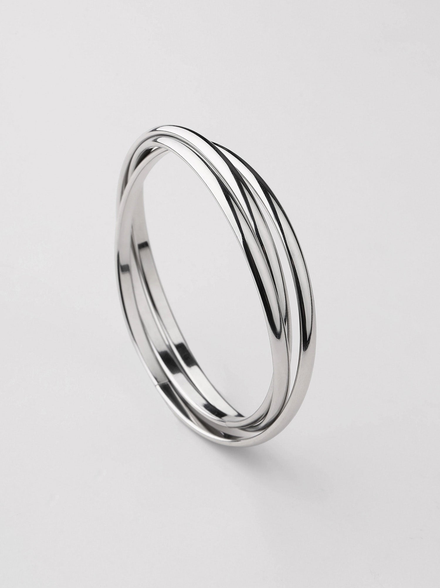 Brazalete triple Iria liso plateado