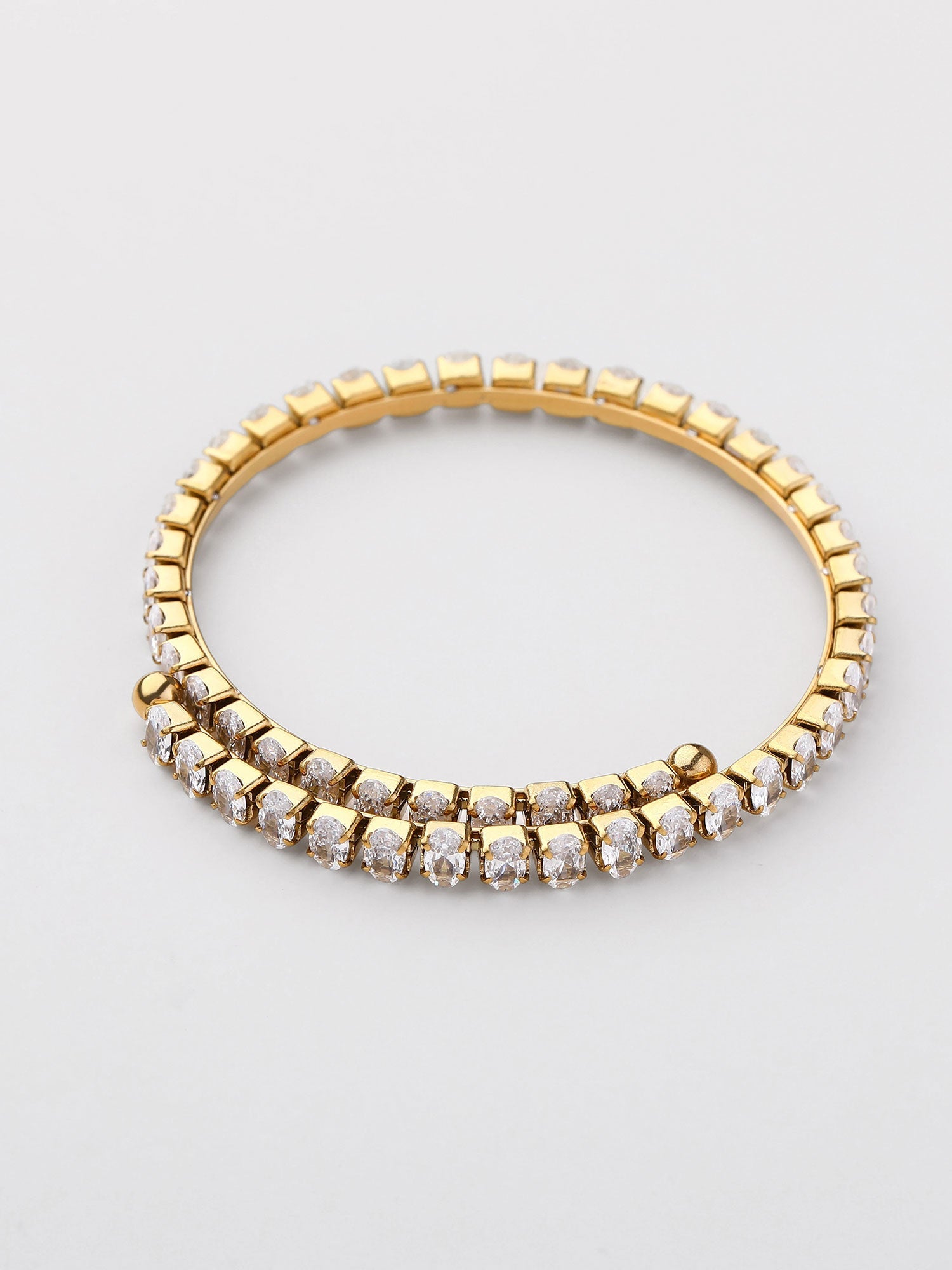 Brazalete zirconia cadena Dorado