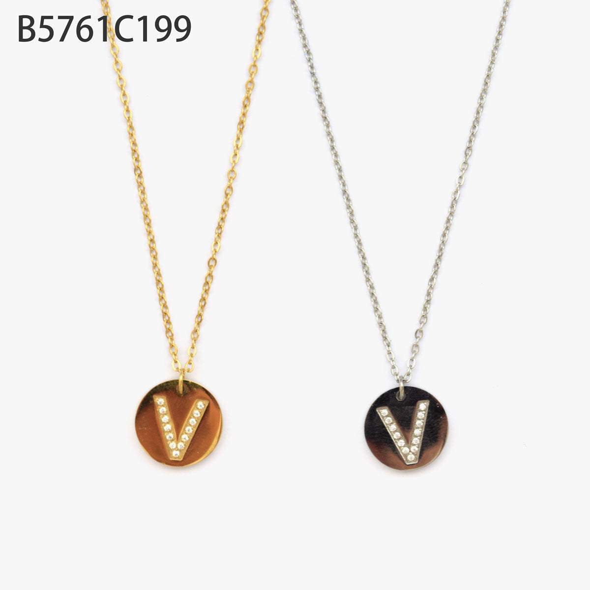 Collar Zirconias Letra V