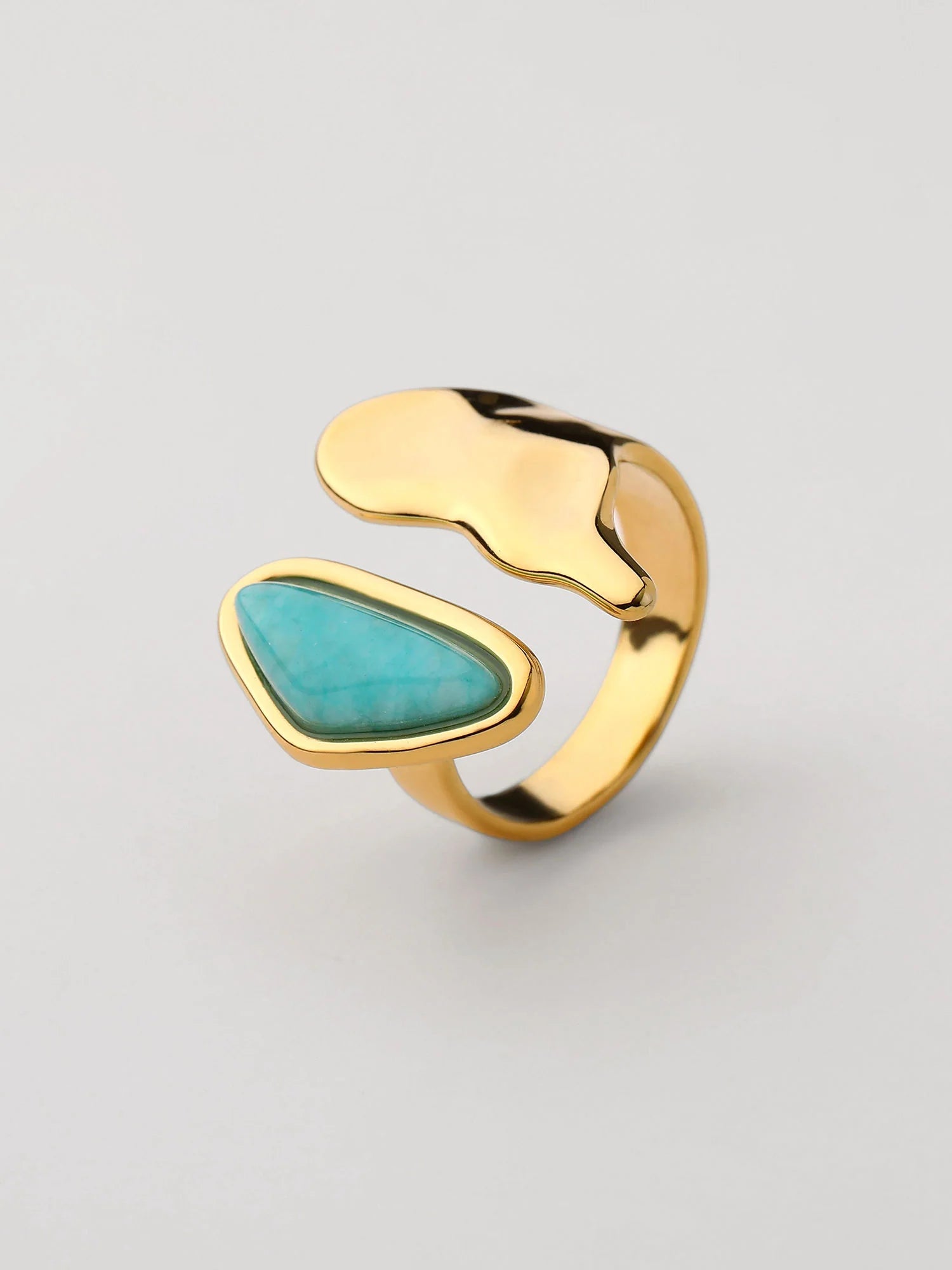 Anillo piedra azul natural Dorado